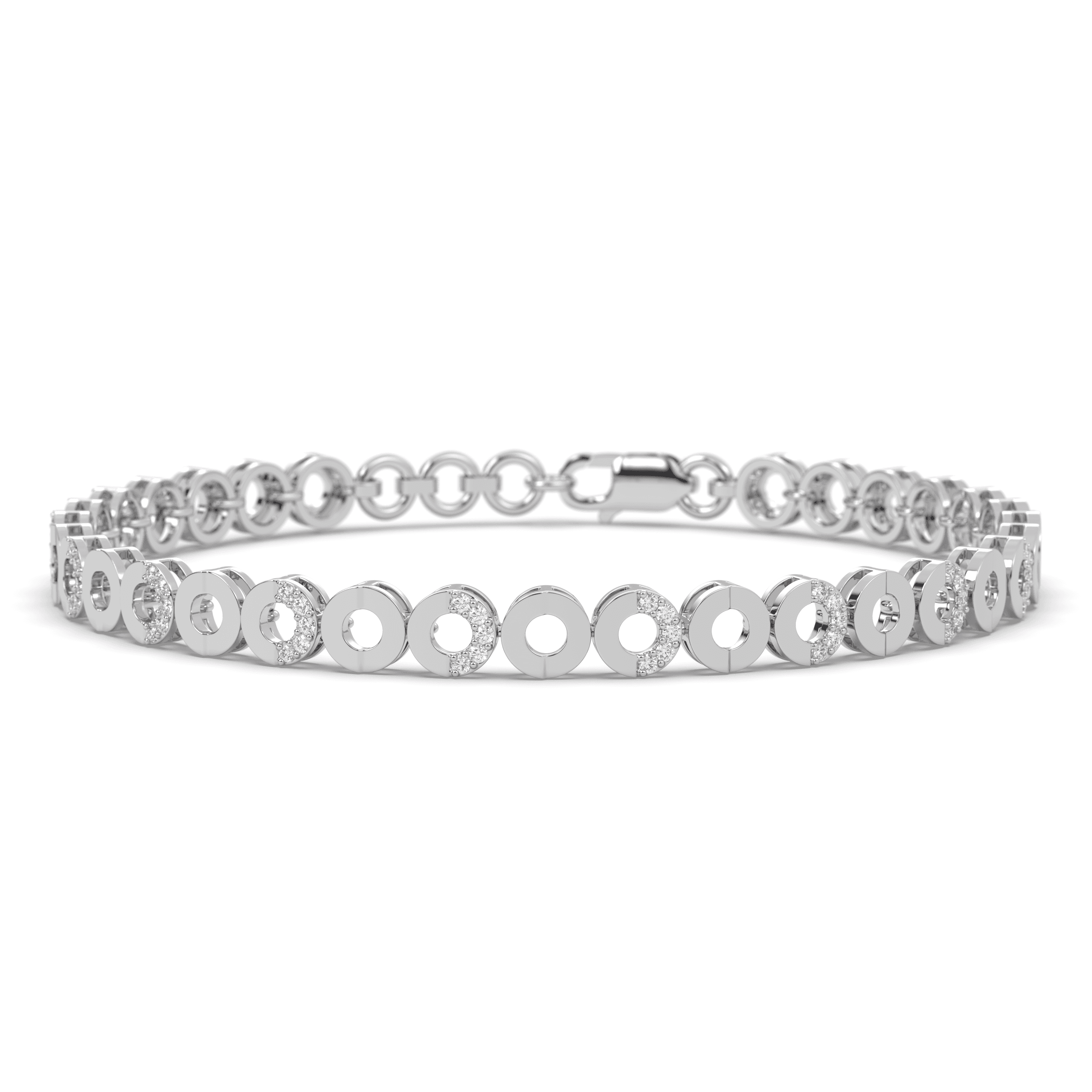 Round Halo Tennis Bracelet , 