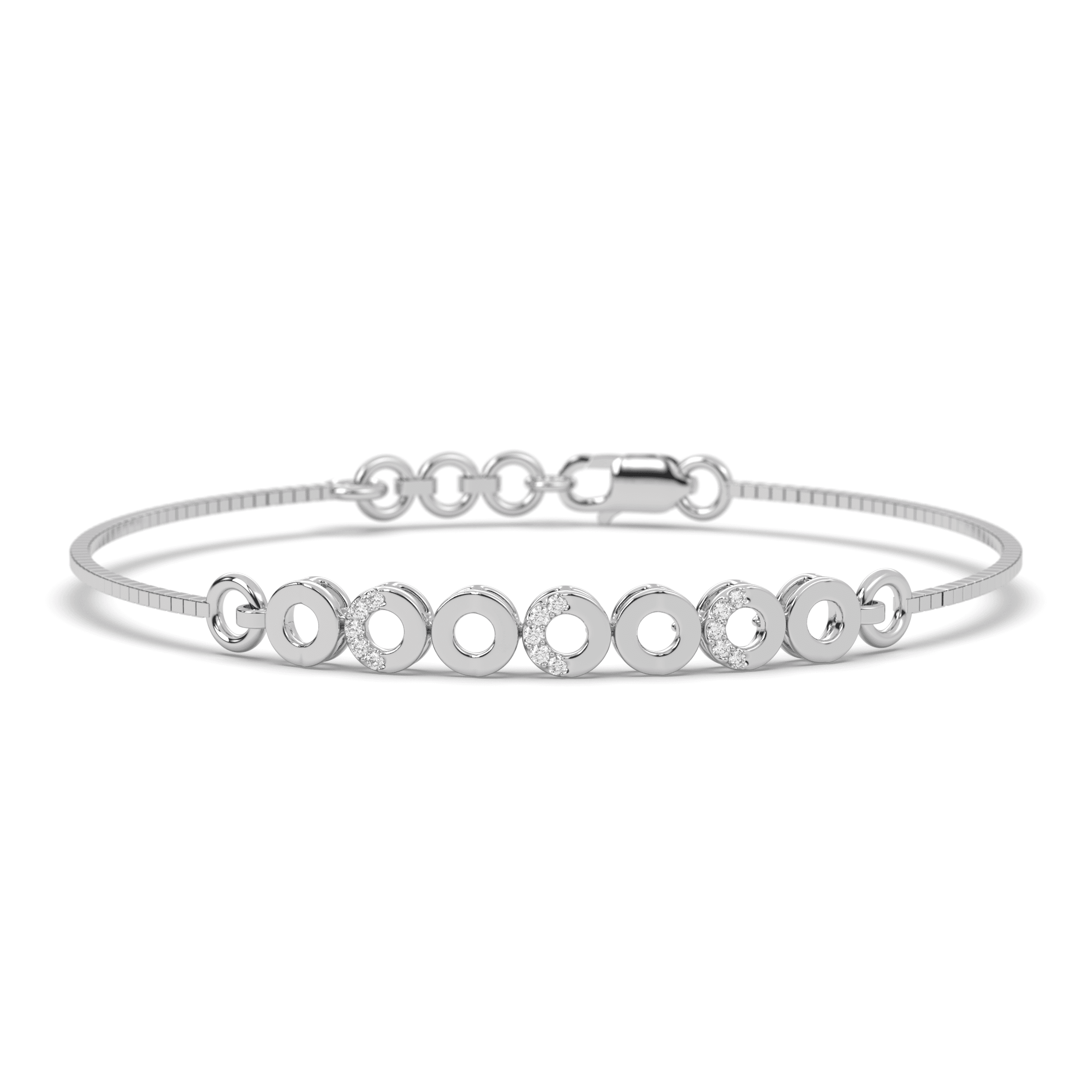 Silver Beaded Bar Bracelet , 