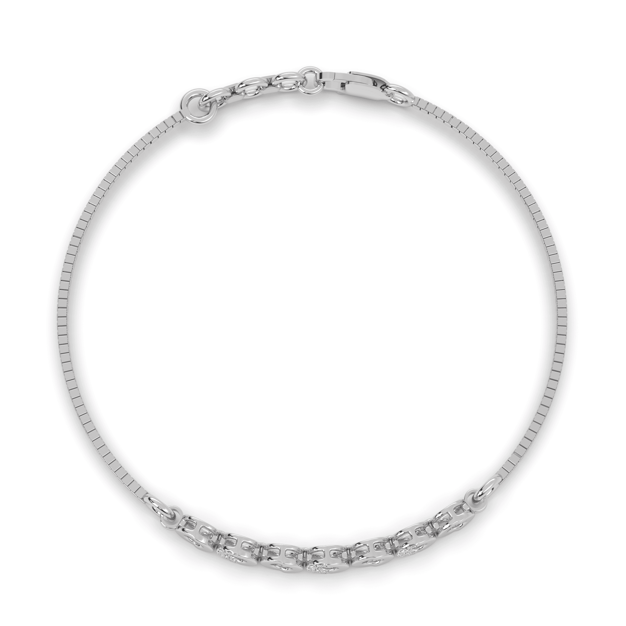 Silver Beaded Bar Bracelet , 