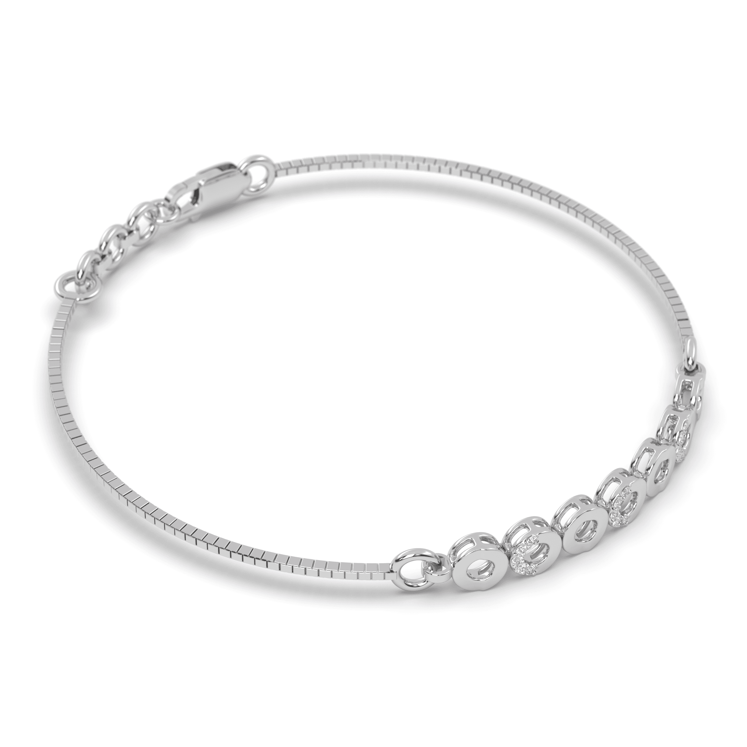 Silver Beaded Bar Bracelet , 
