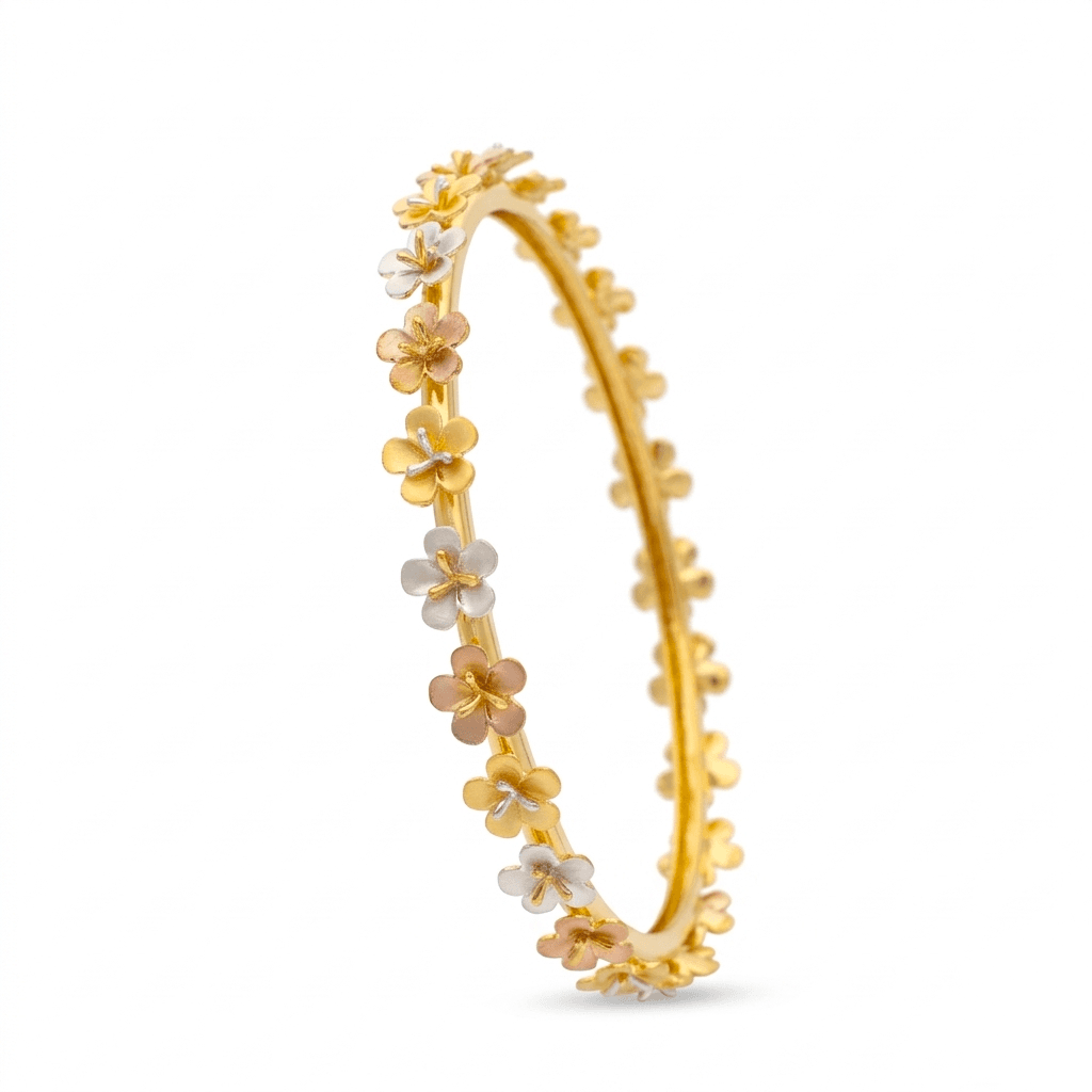 Tricolor Blossom Eternity Bangle , 2.3