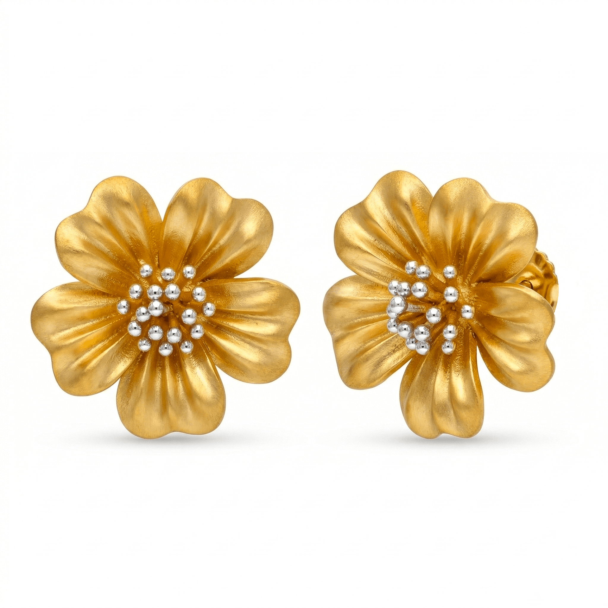 Golden Blossom Pearl Studs , South Screw