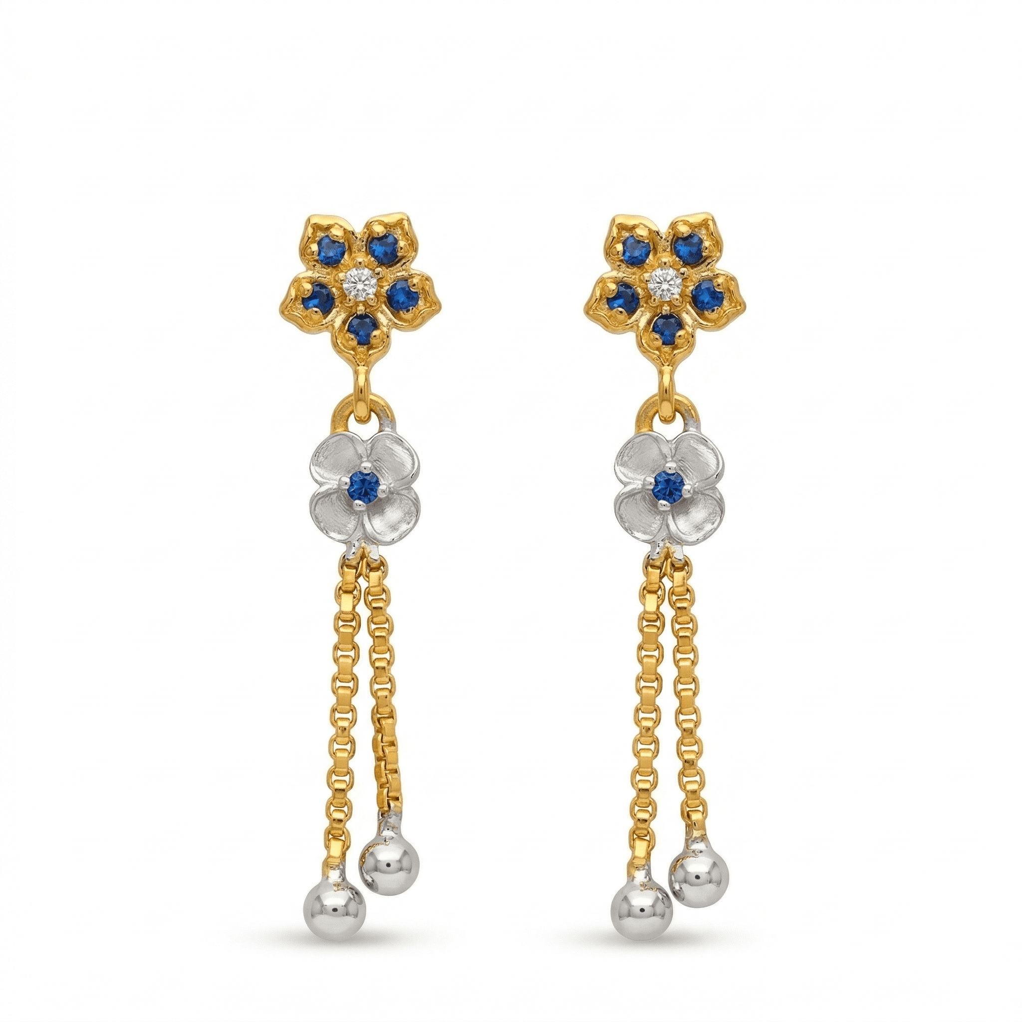 Azure Bloom Drop Earrings , South Screw