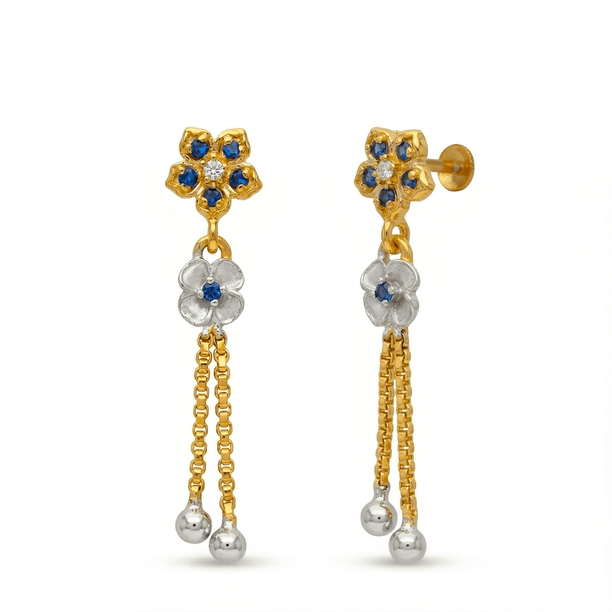 Azure Bloom Drop Earrings , South Screw