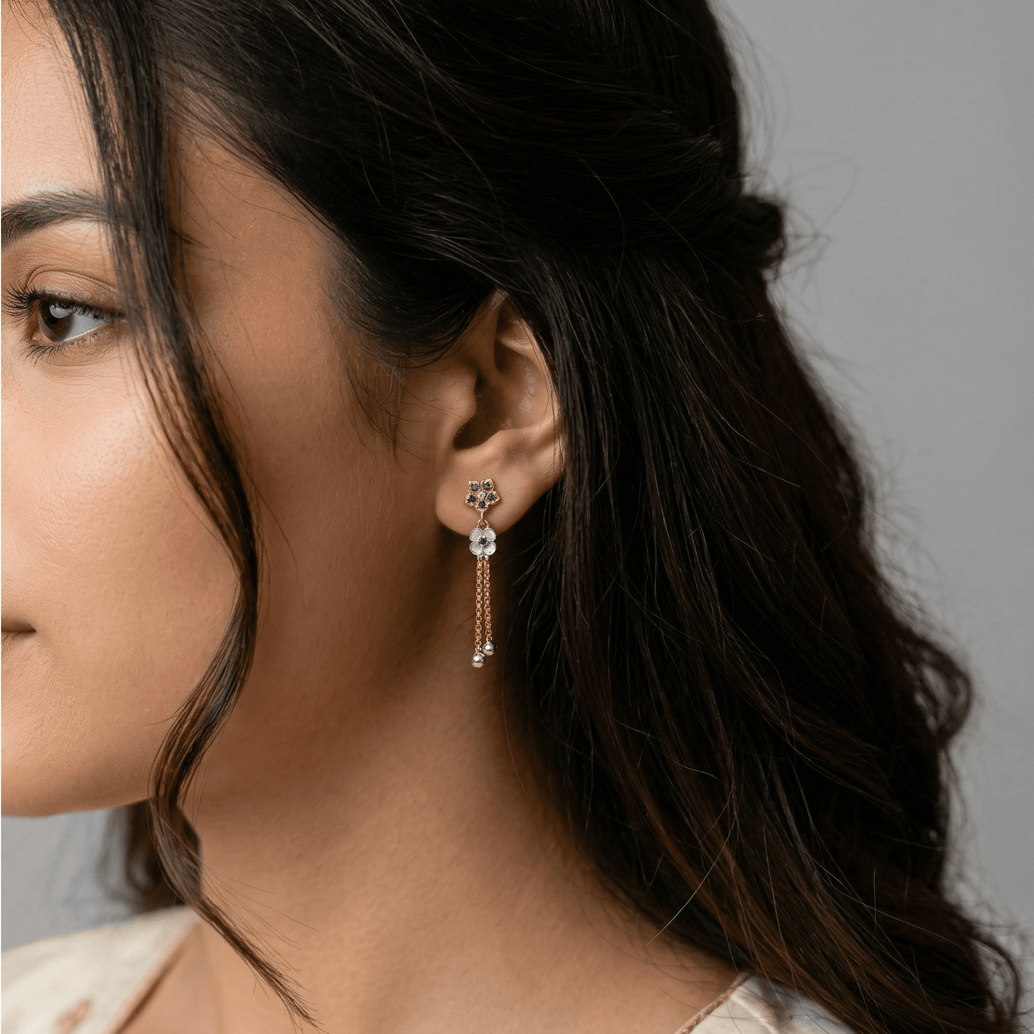 Azure Bloom Drop Earrings , South Screw