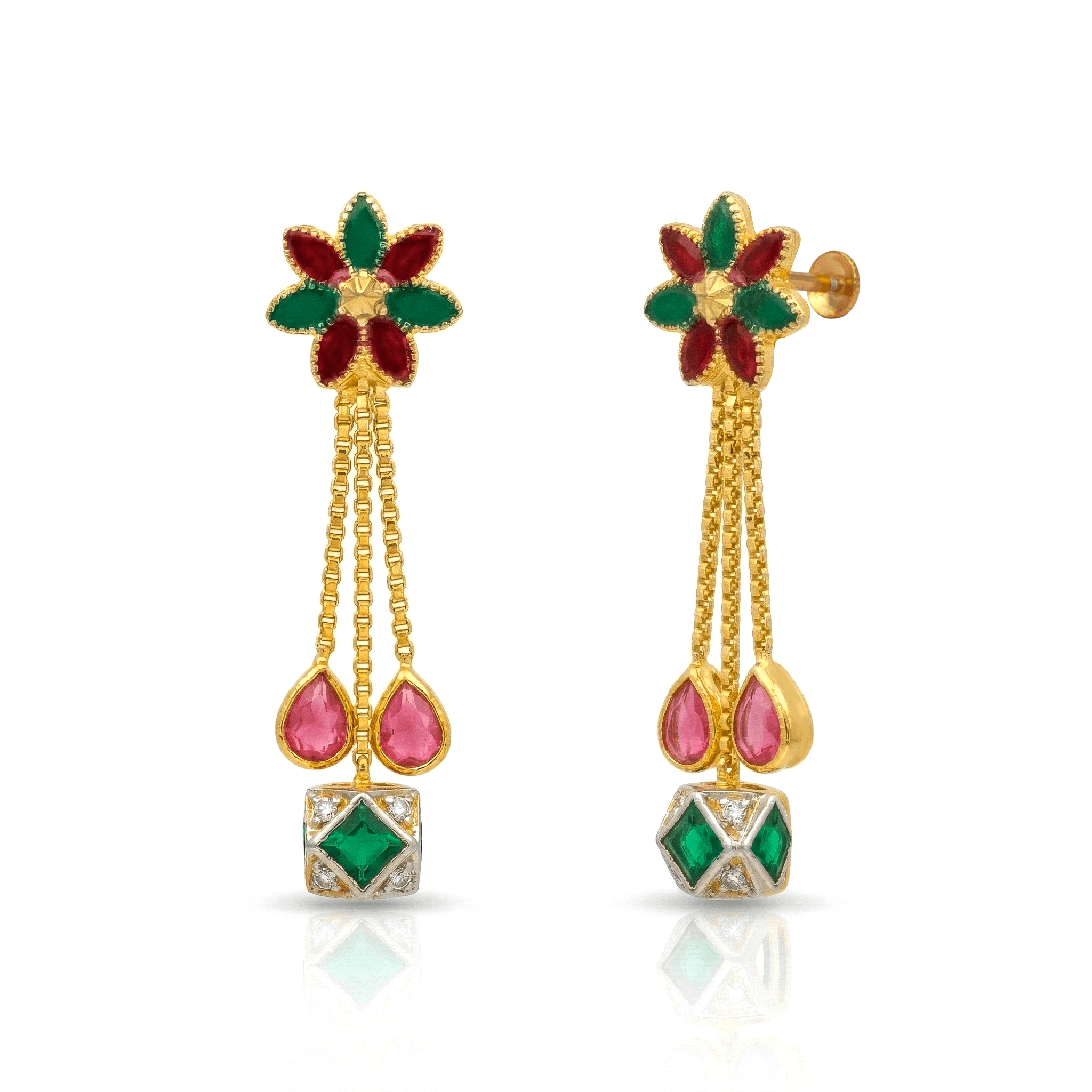 Flora Drop Earrings , South Screw