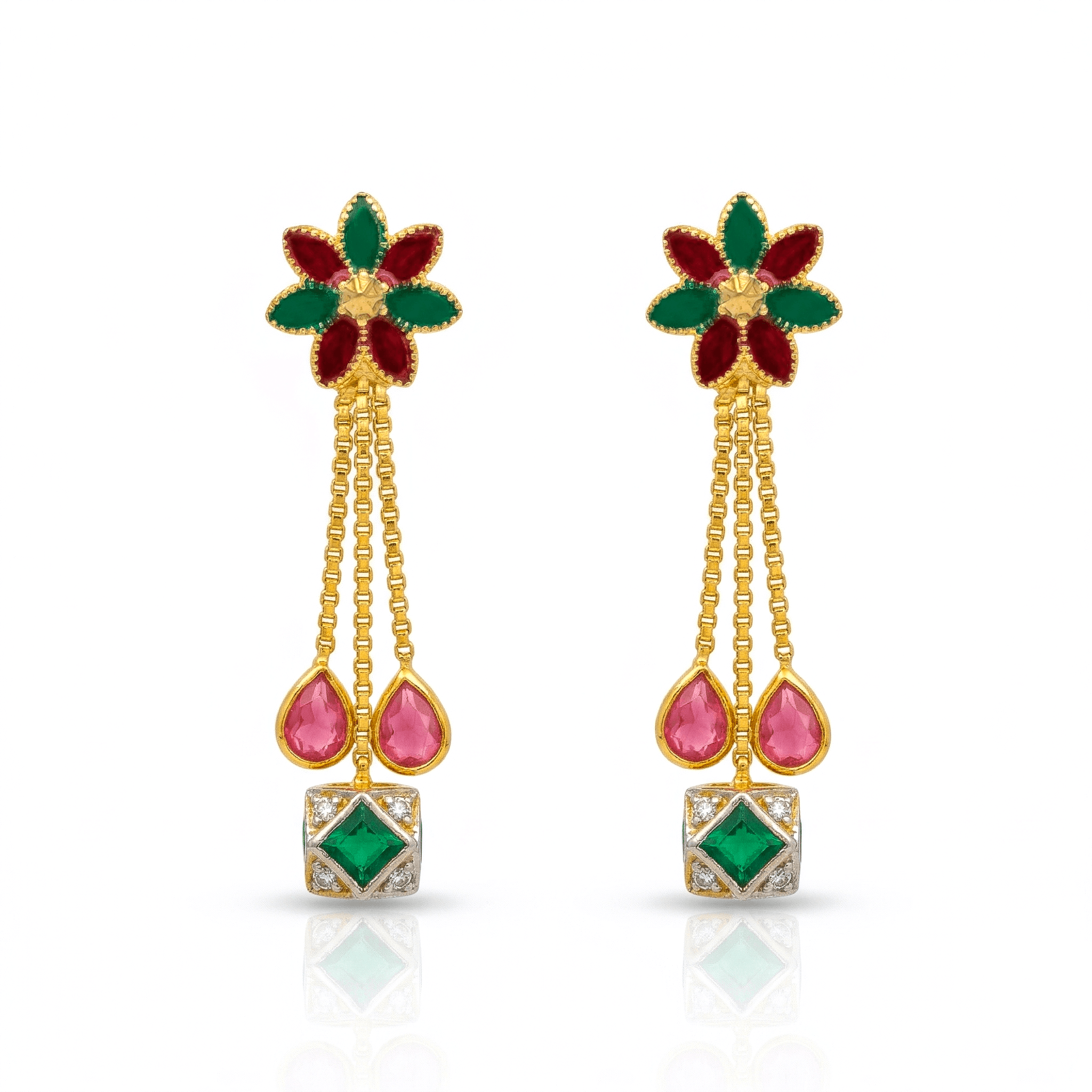 Flora Drop Earrings , South Screw
