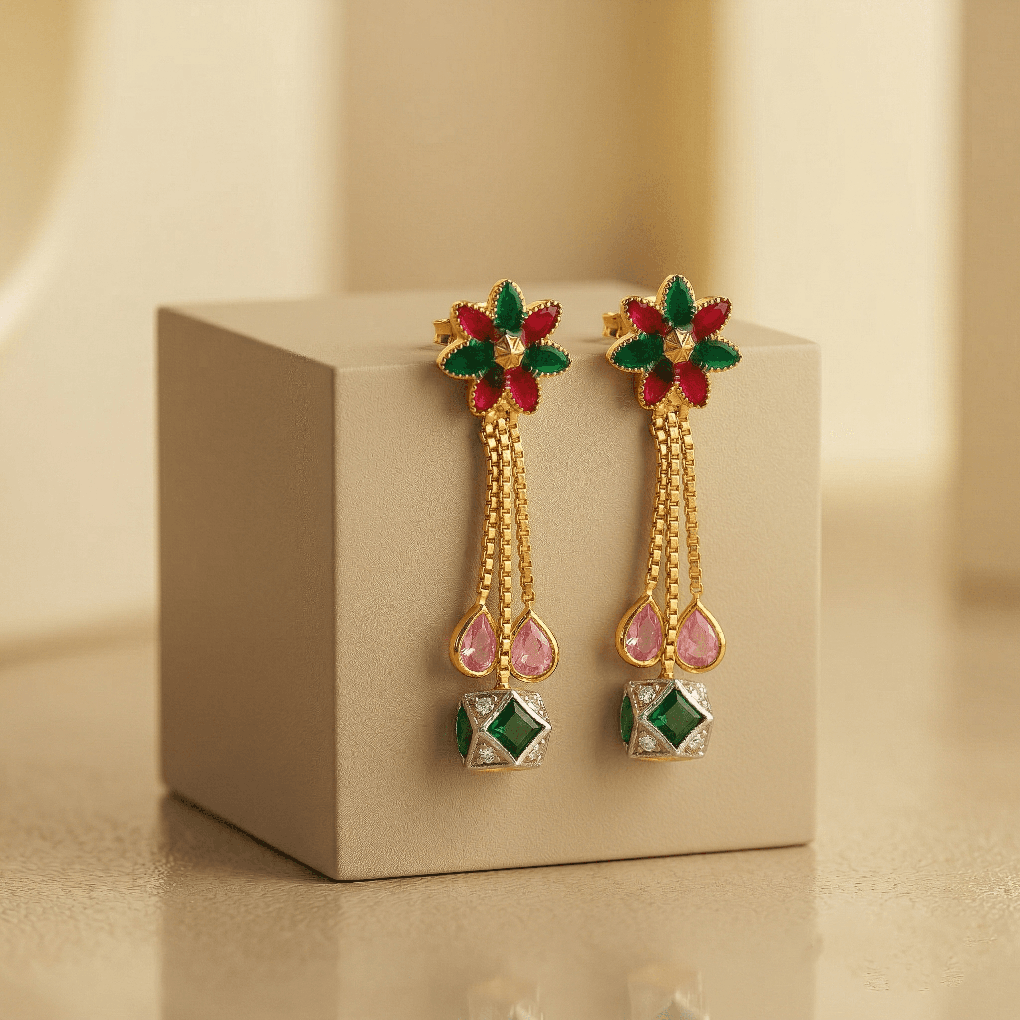 Flora Drop Earrings , South Screw