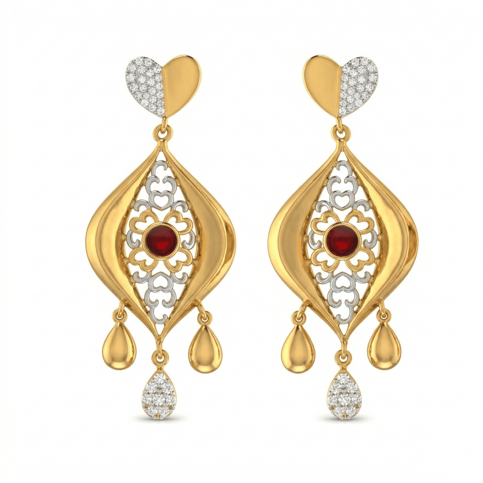 Royal Filigree Heart Drops , South Screw