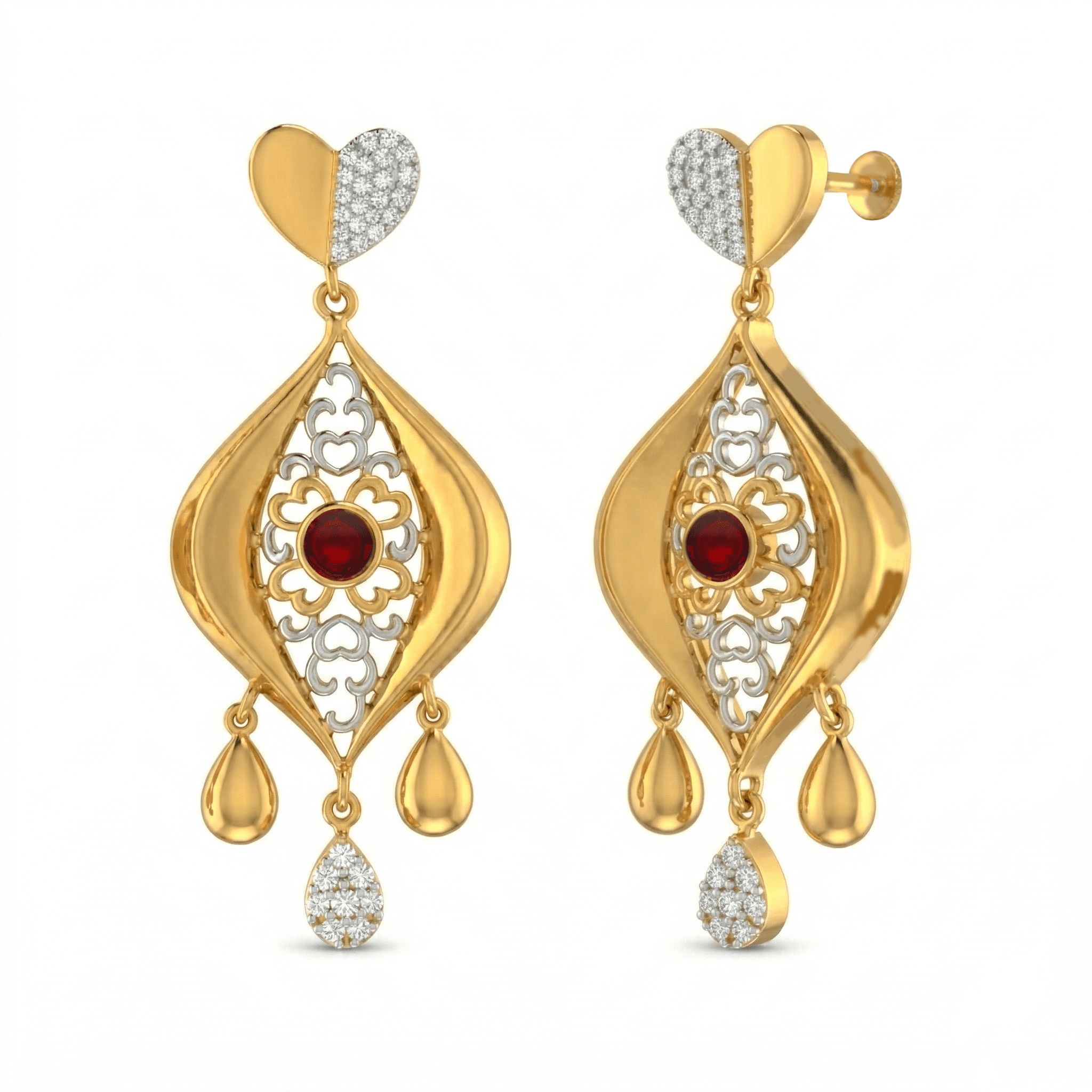 Royal Filigree Heart Drops , South Screw
