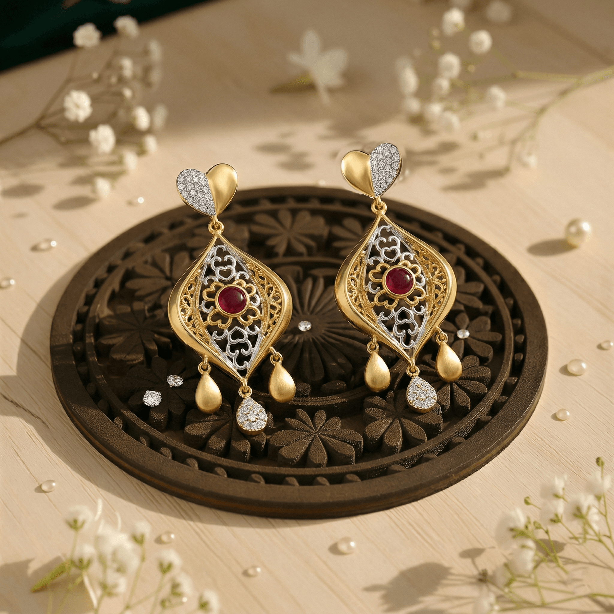 Royal Filigree Heart Drops , South Screw