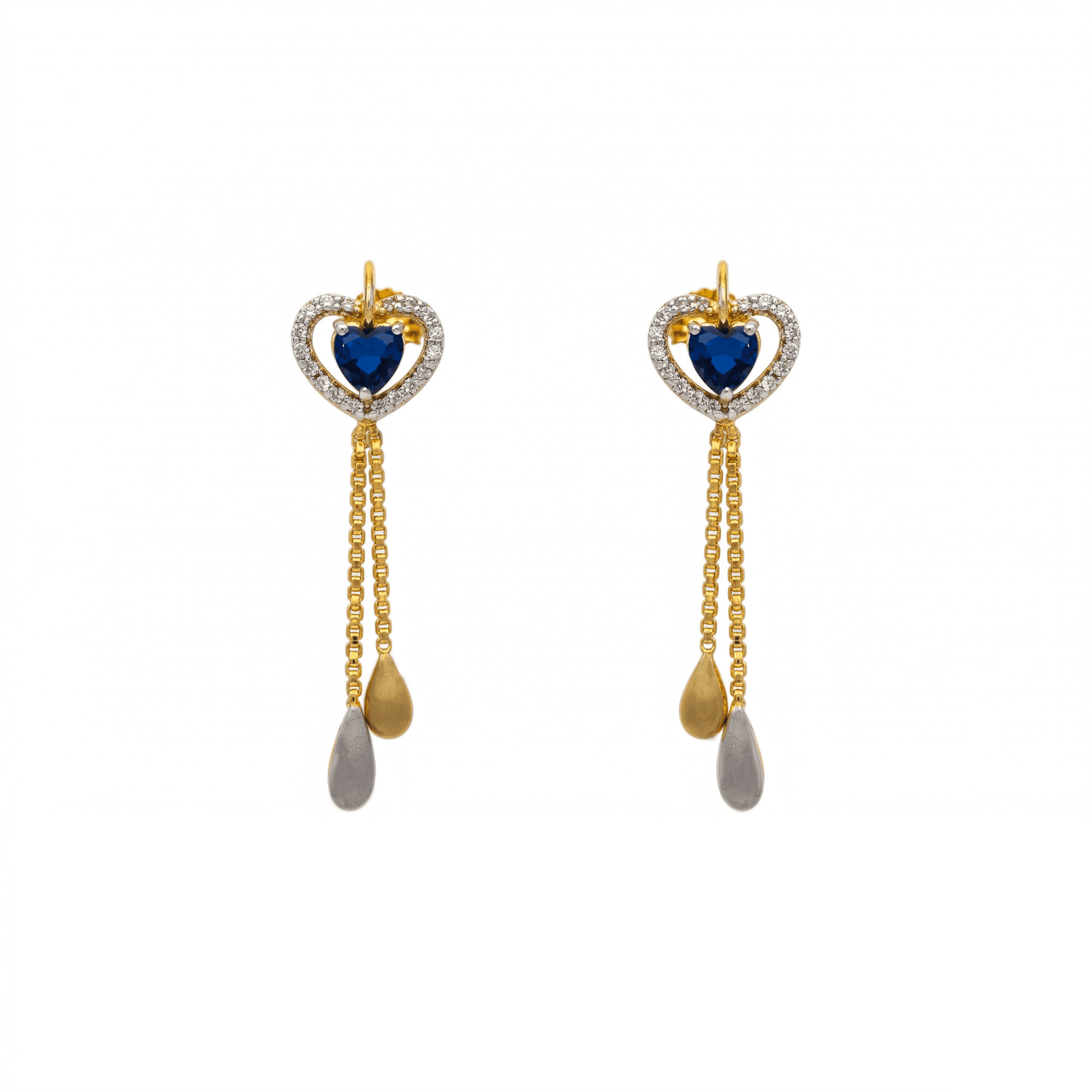 Sapphire Heart Dangle Earrings , South Screw