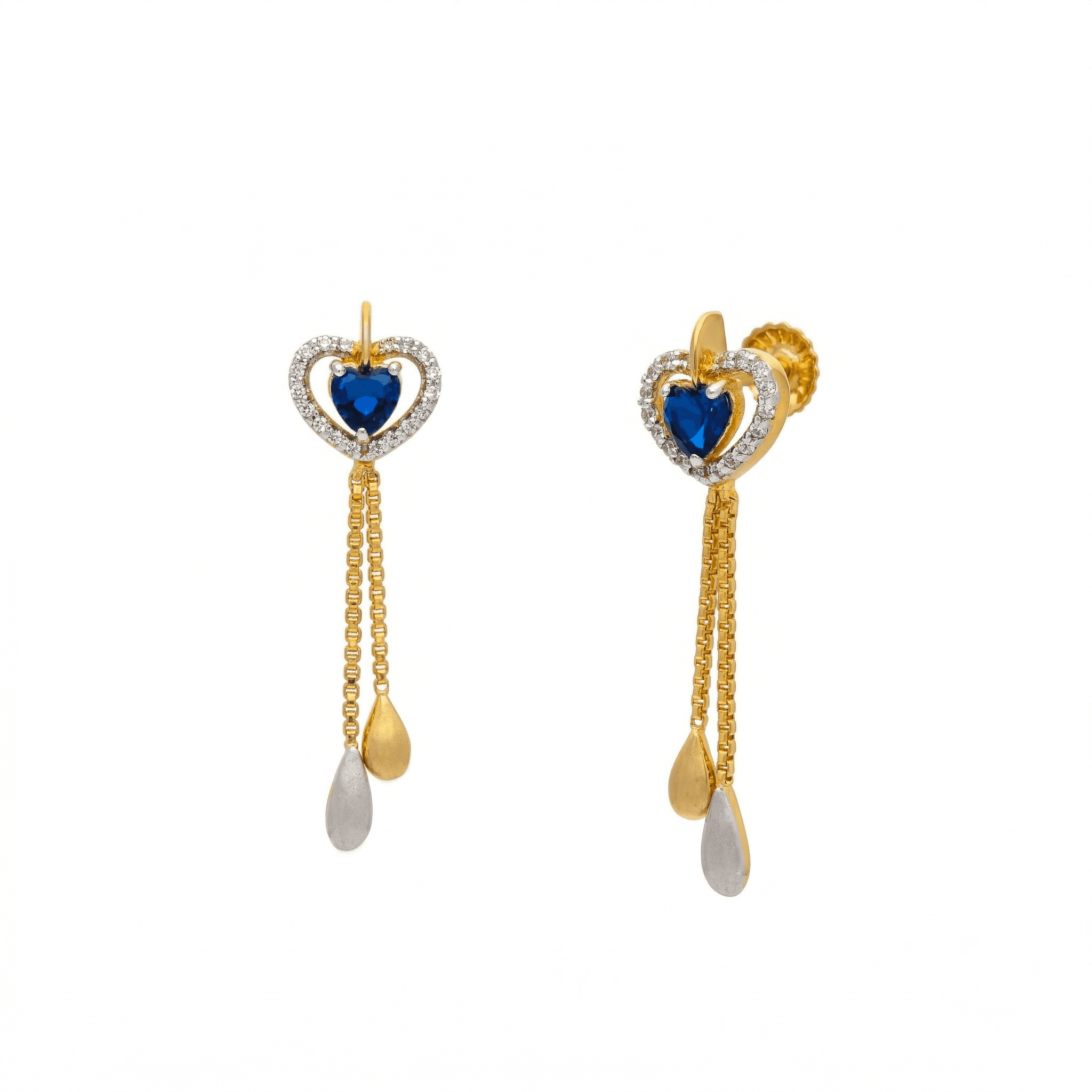 Sapphire Heart Dangle Earrings , South Screw