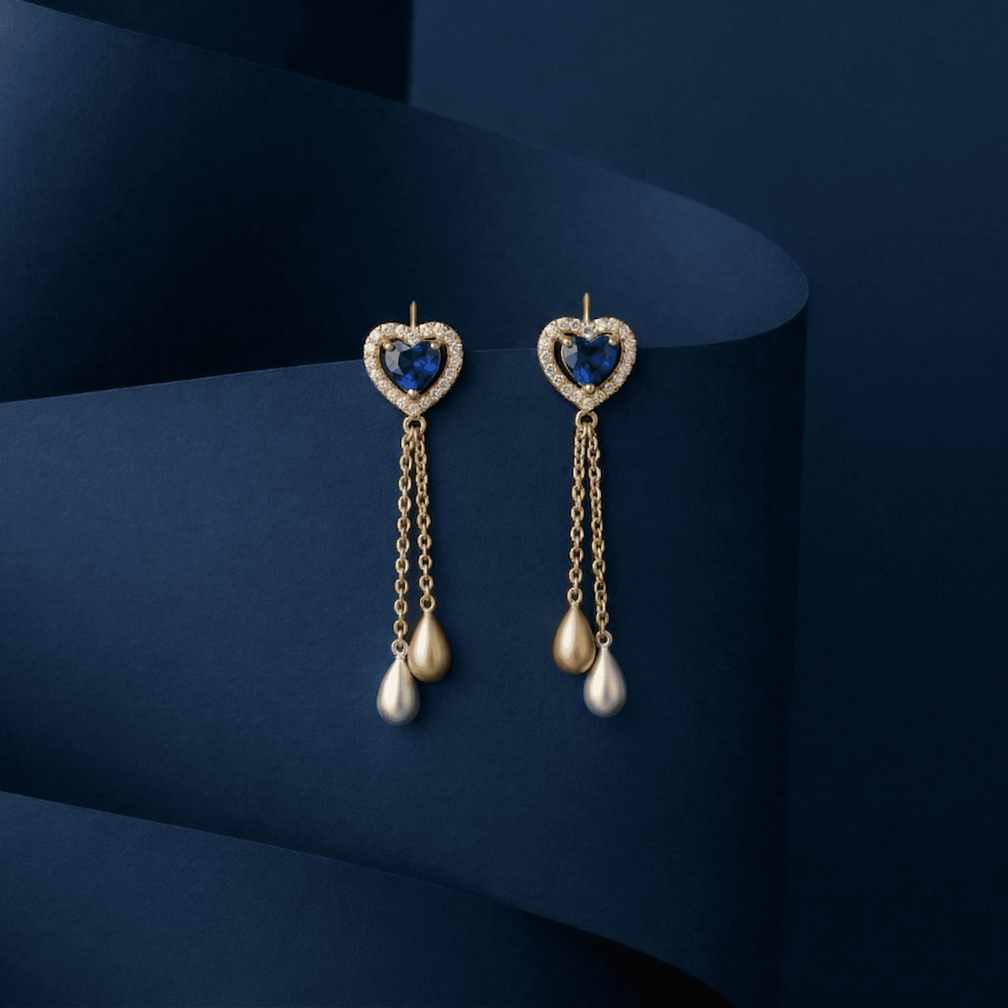 Sapphire Heart Dangle Earrings , South Screw