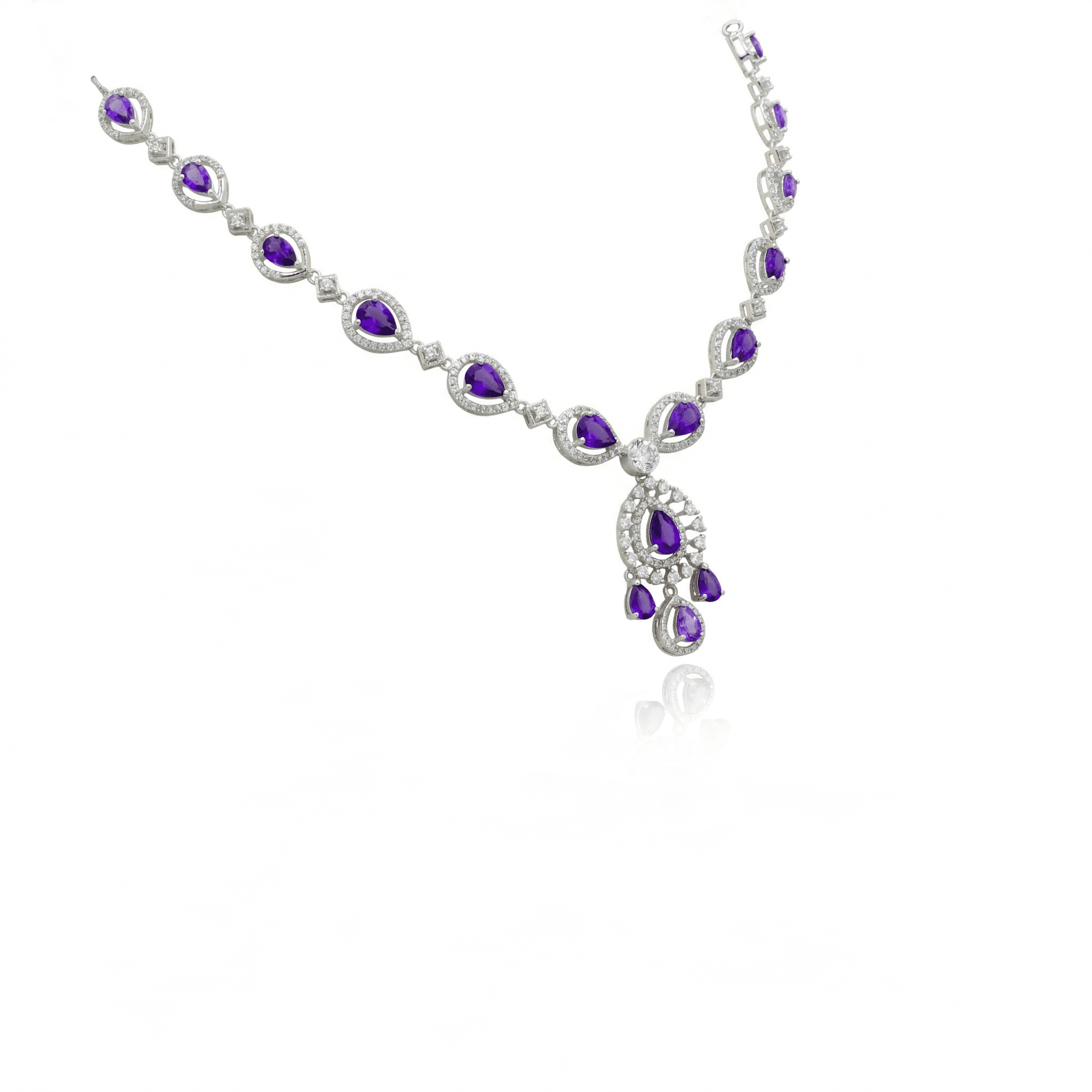 Amethyst Teardrop Statement Necklace , 