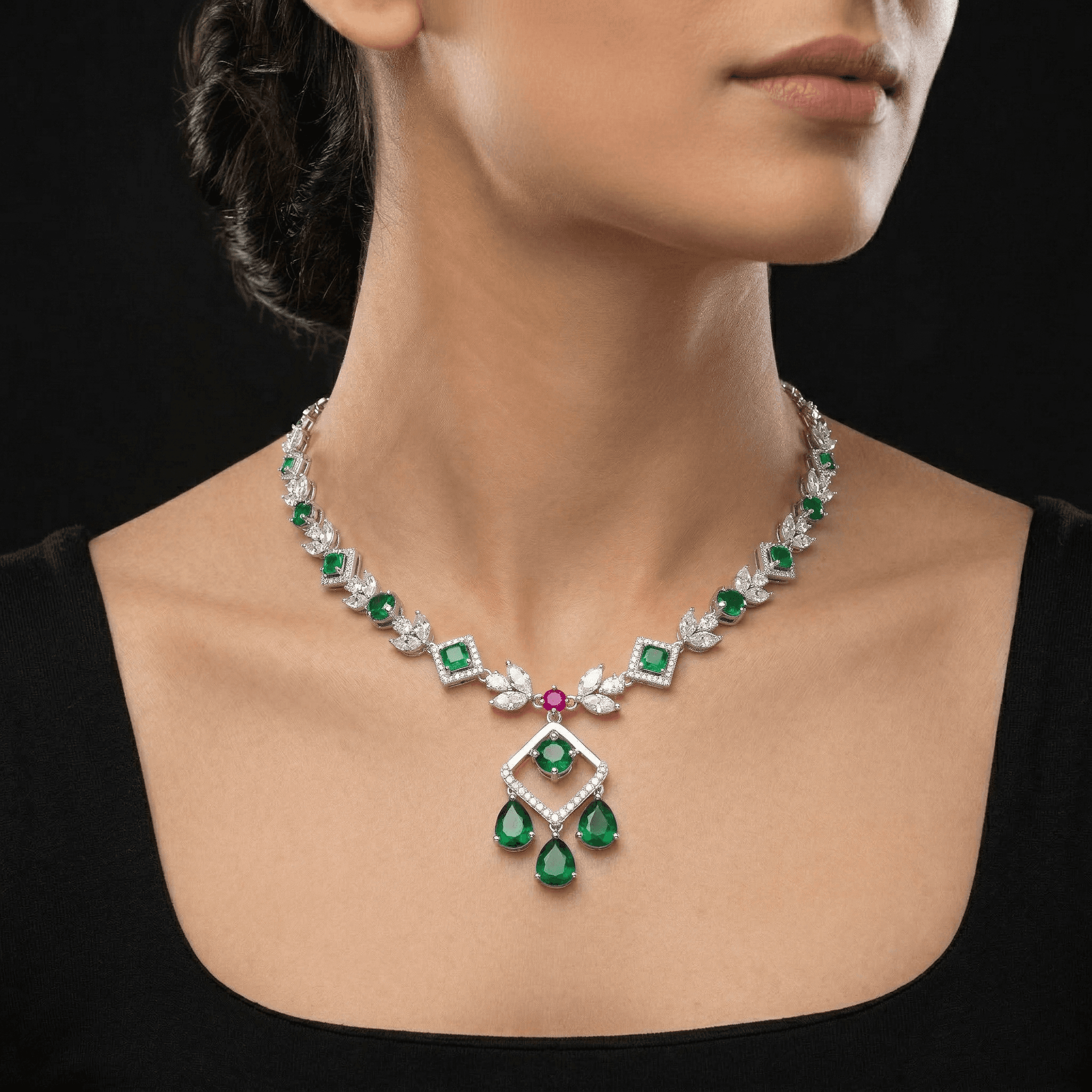 Geometric Drop Necklace , 