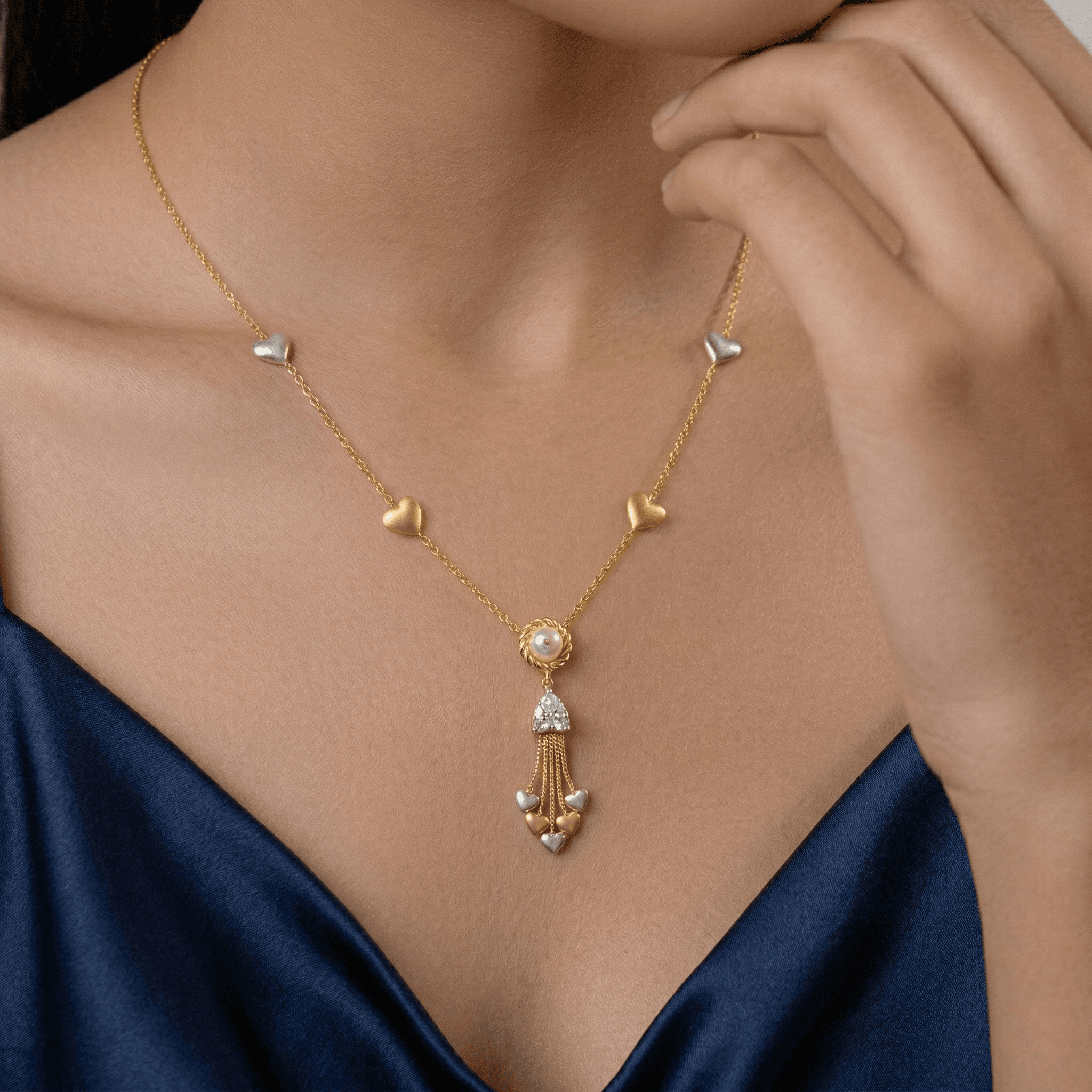 Golden Heart Tassel Necklace , 