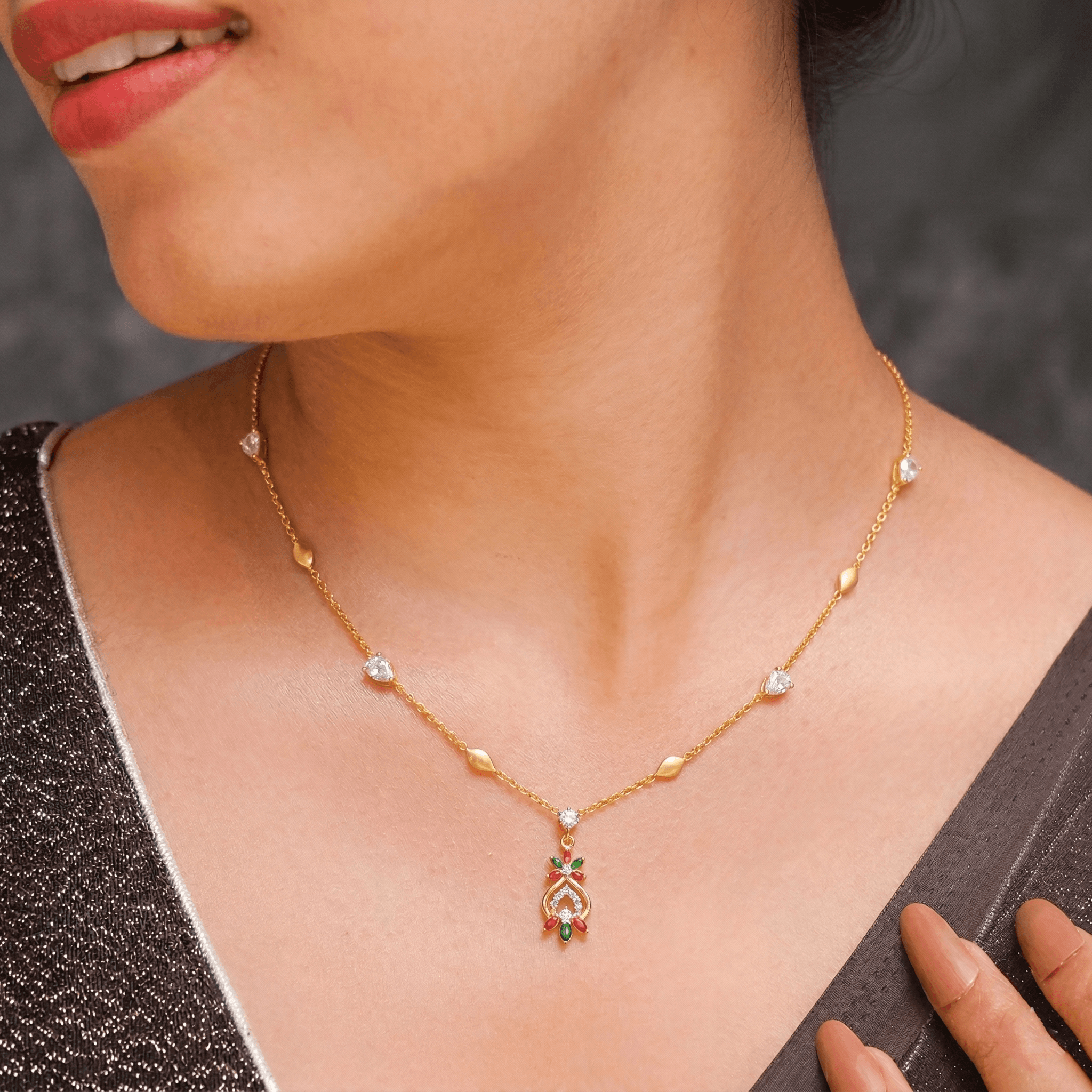 Festive Floral Pendant Chain , 