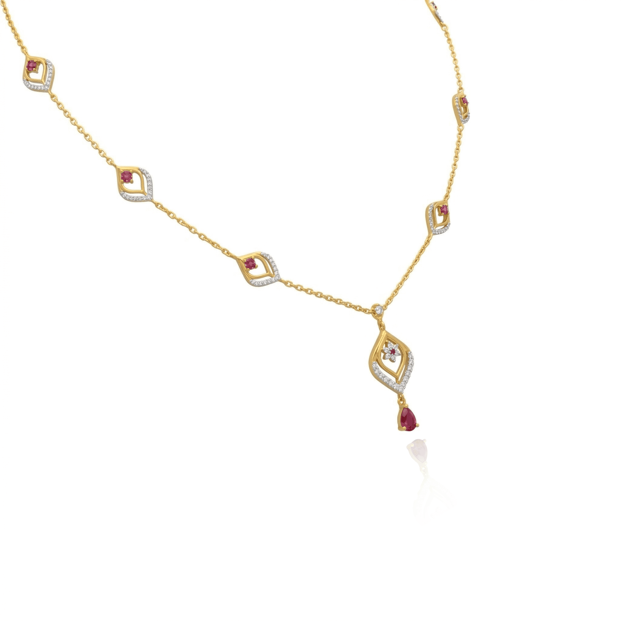 Ruby Drop Charm Necklace , 
