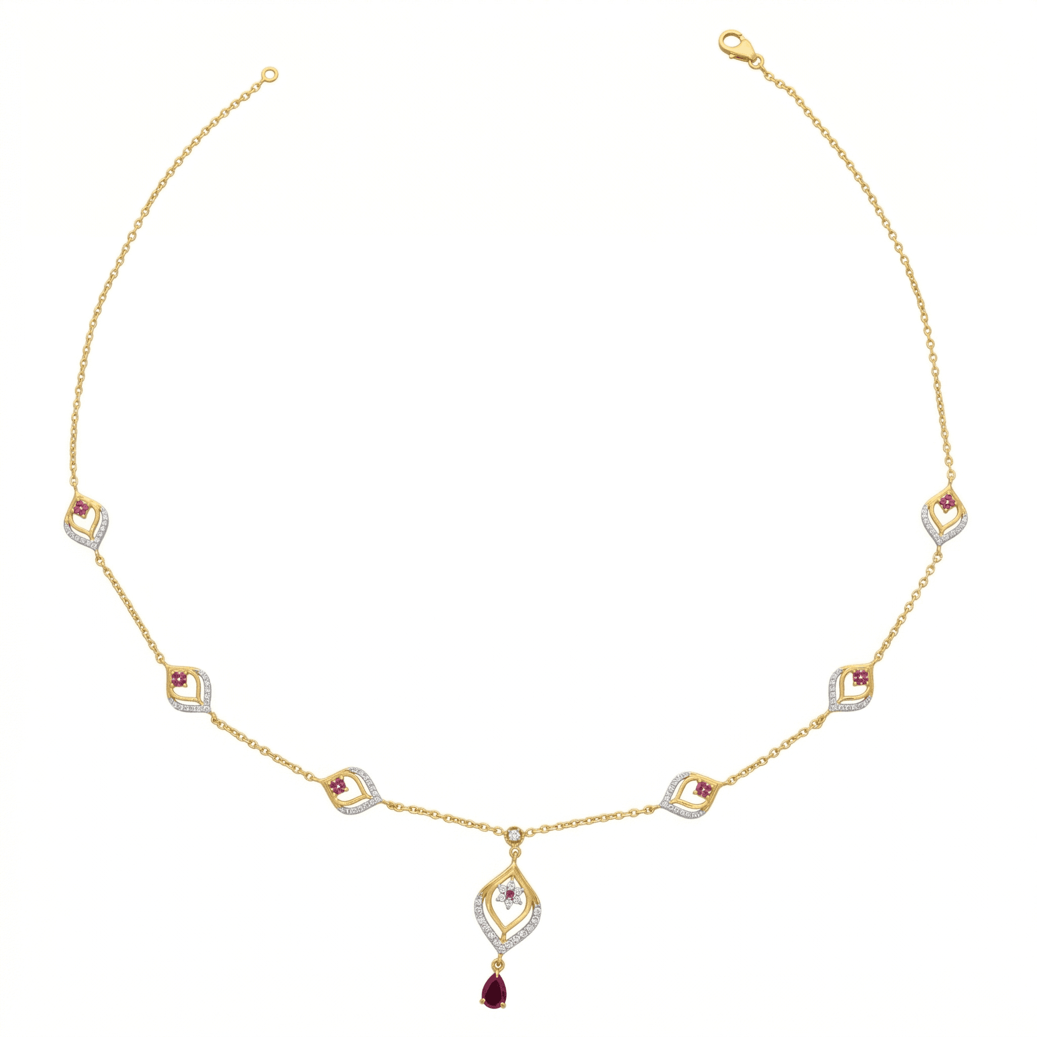 Ruby Drop Charm Necklace , 