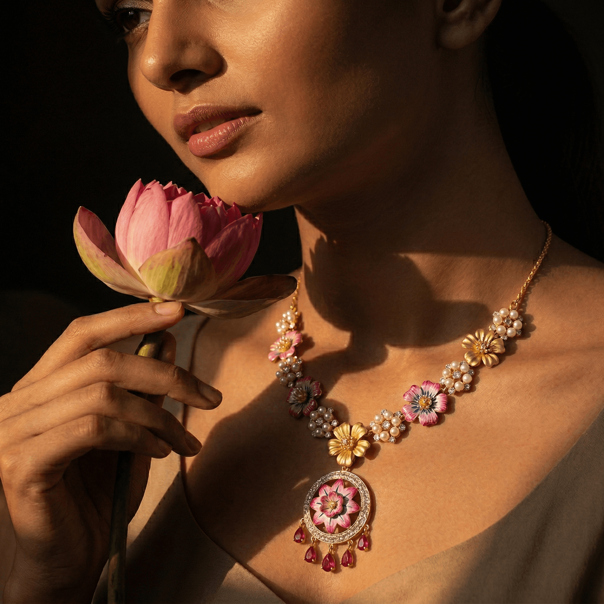 Royal Blossom Pearl Necklace ,