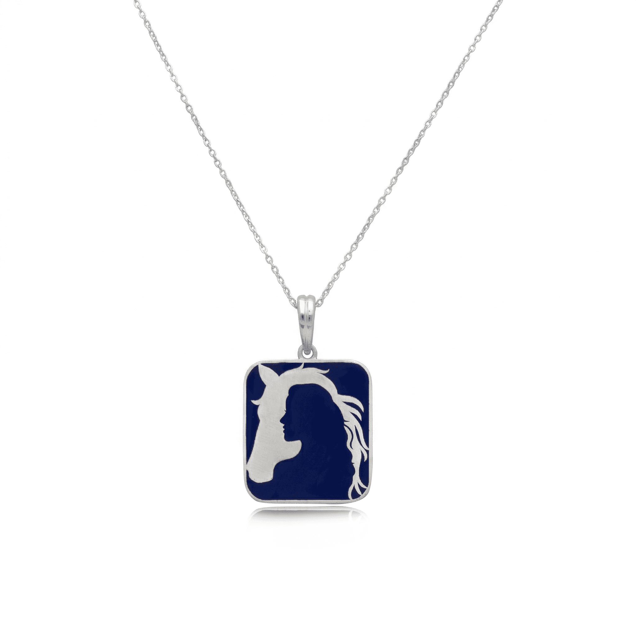 Horse & Girl Silhouette Pendant , 