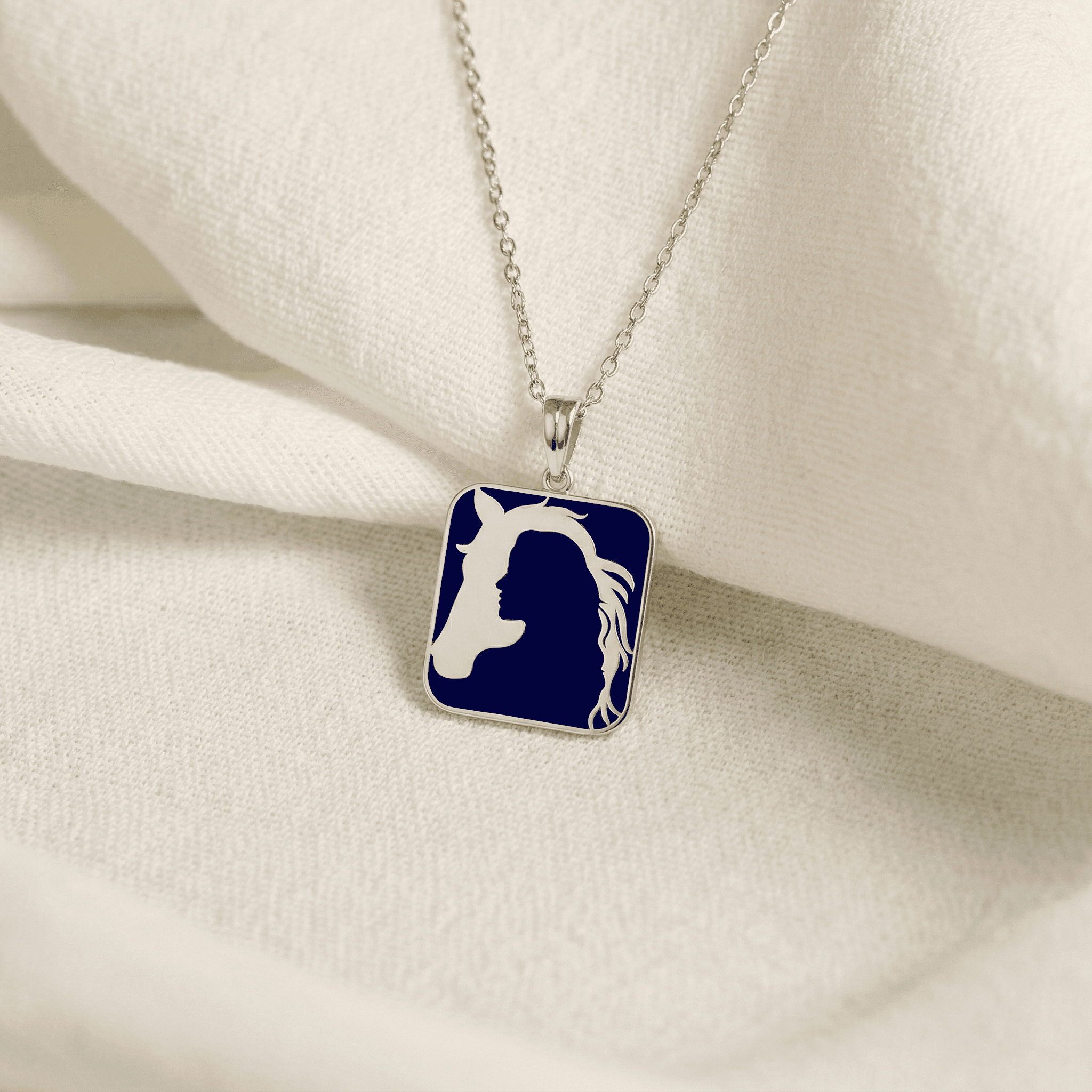 Horse & Girl Silhouette Pendant , 