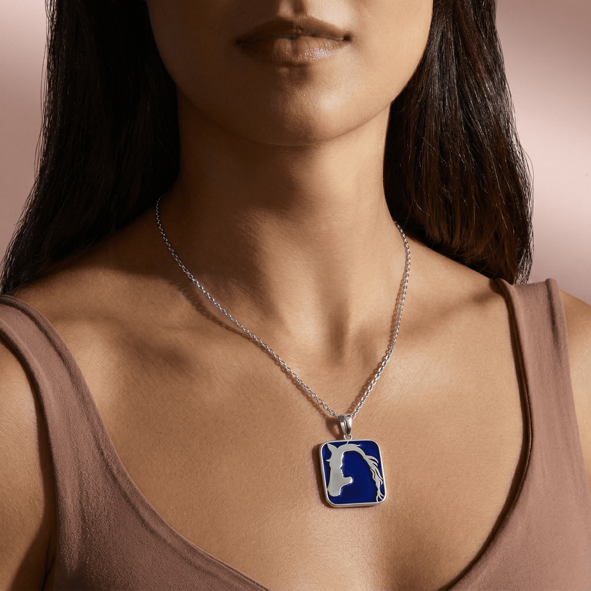 Horse & Girl Silhouette Pendant , 