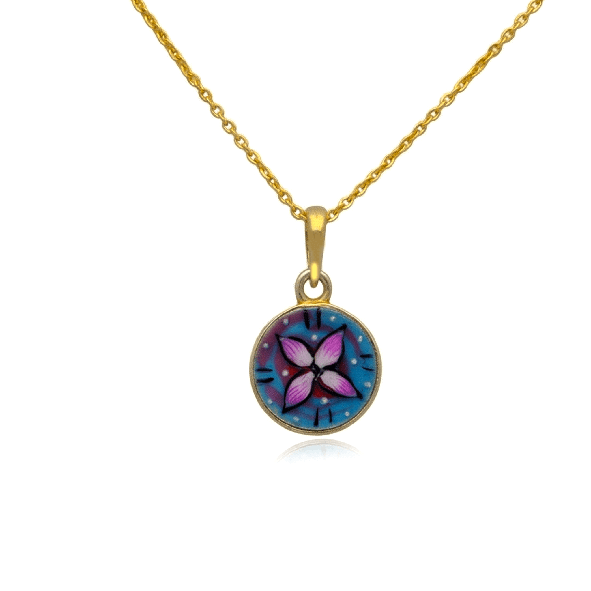 Purple Blossom Disk Pendant , 