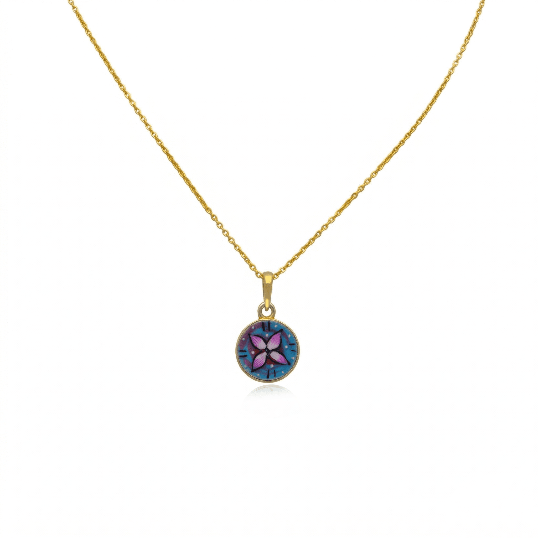 Purple Blossom Disk Pendant , 