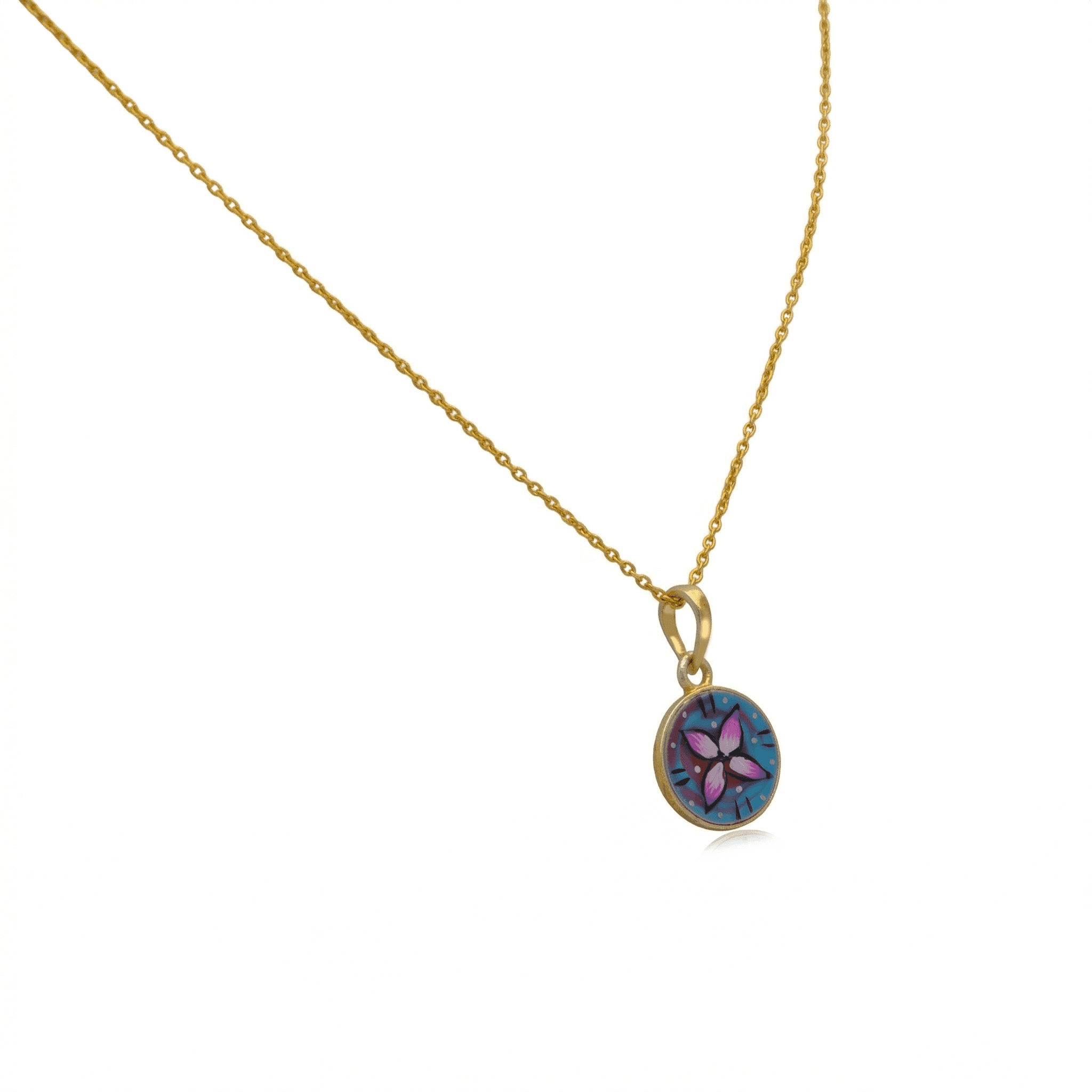 Purple Blossom Disk Pendant , 
