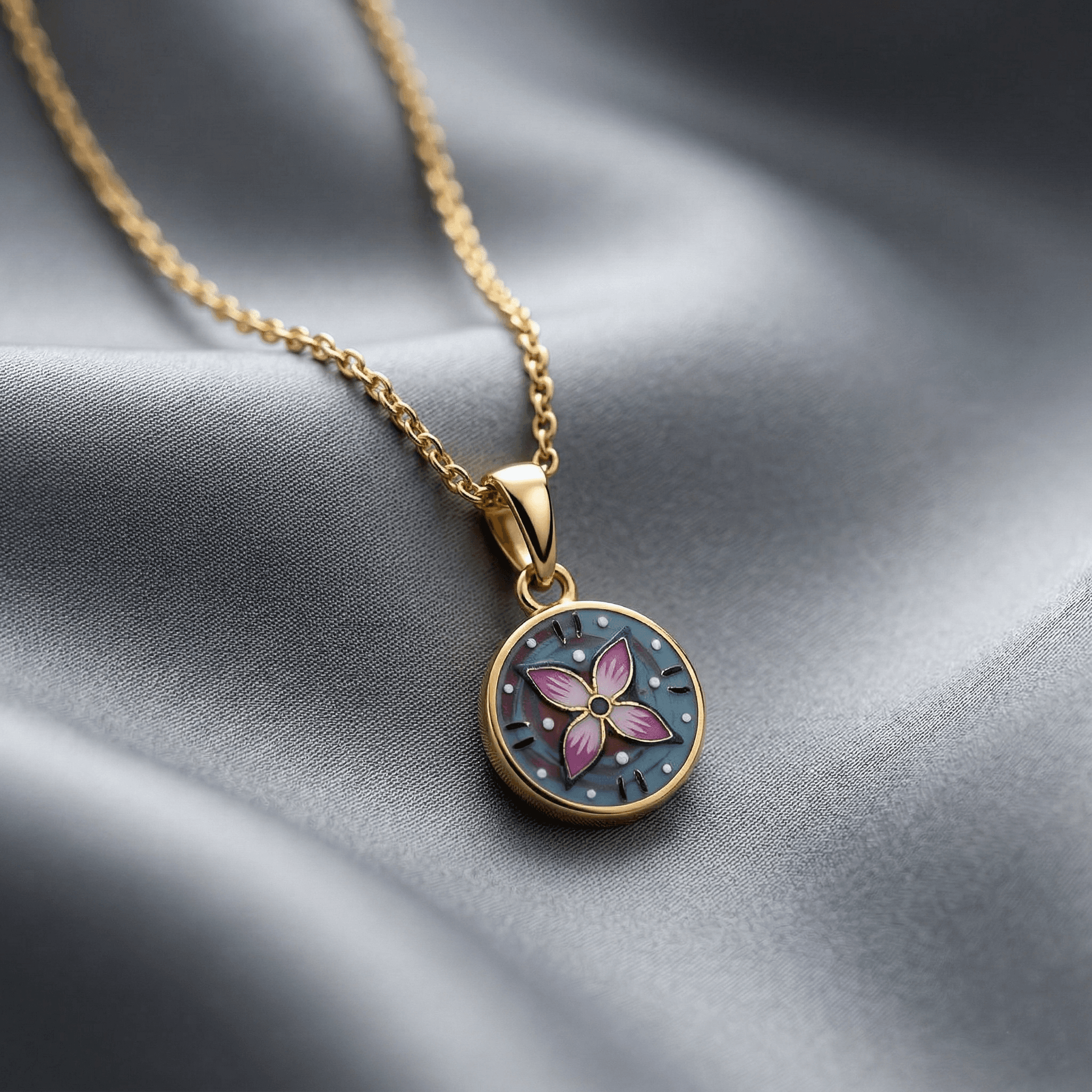 Purple Blossom Disk Pendant , 