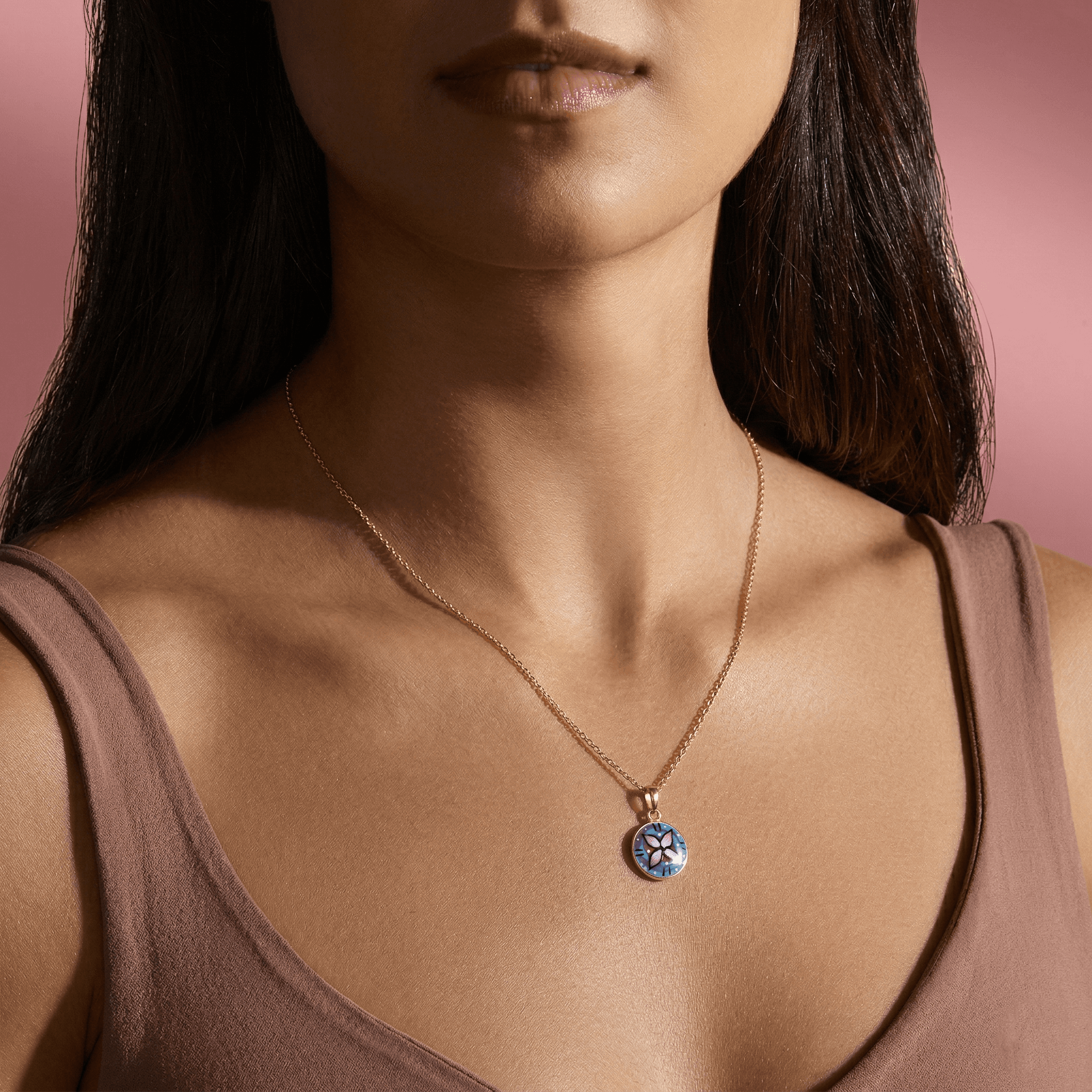 Purple Blossom Disk Pendant , 