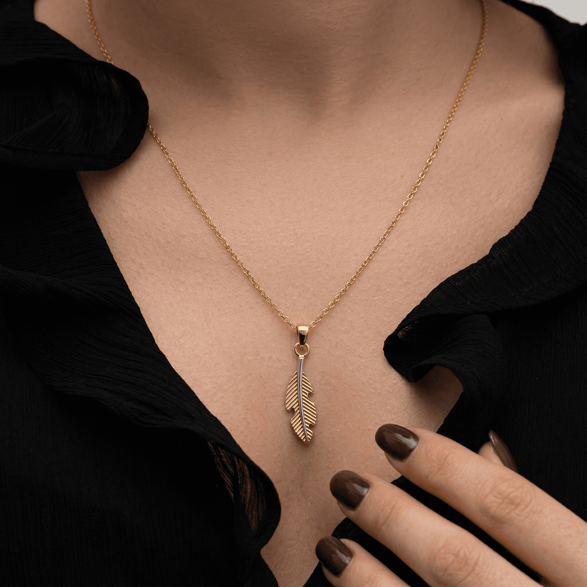 Golden Feather Pendant , 