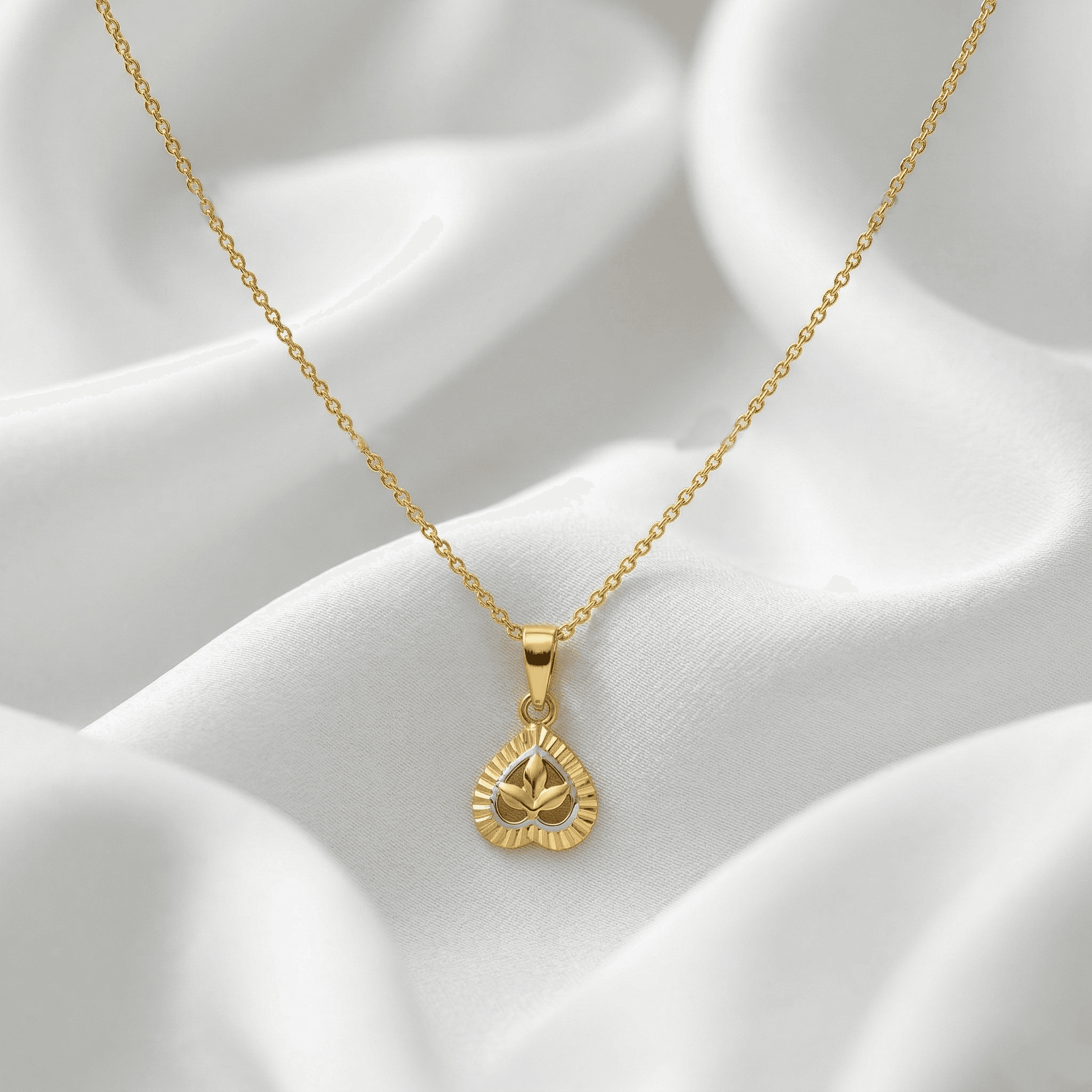 Golden Heart Leaf Pendant , 