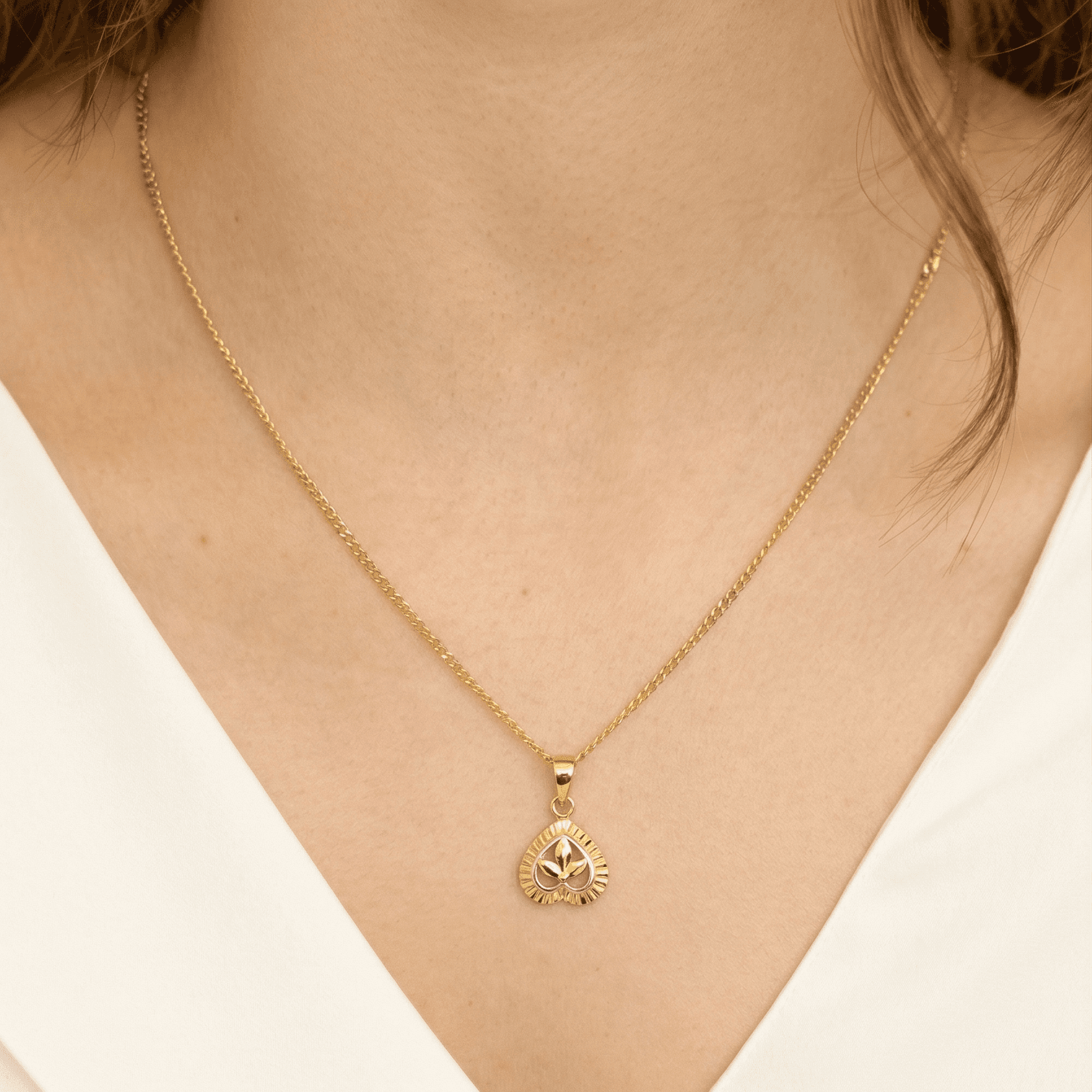Golden Heart Leaf Pendant , 