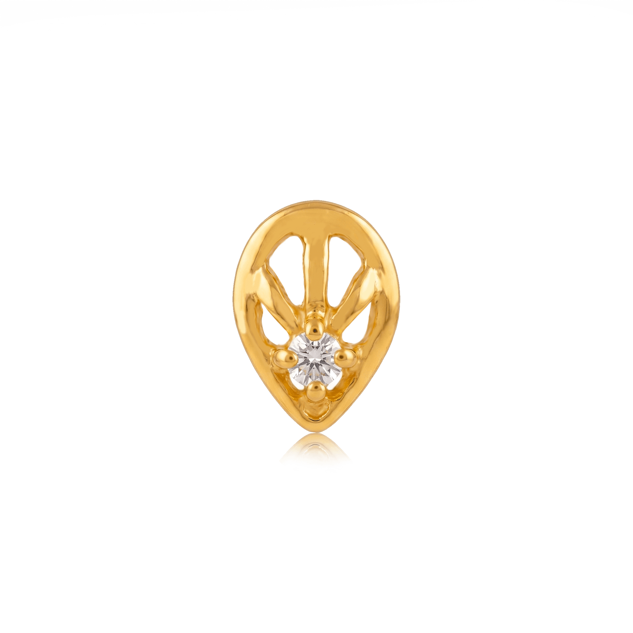 Golden Sunburst Teardrop Nose Stud , 