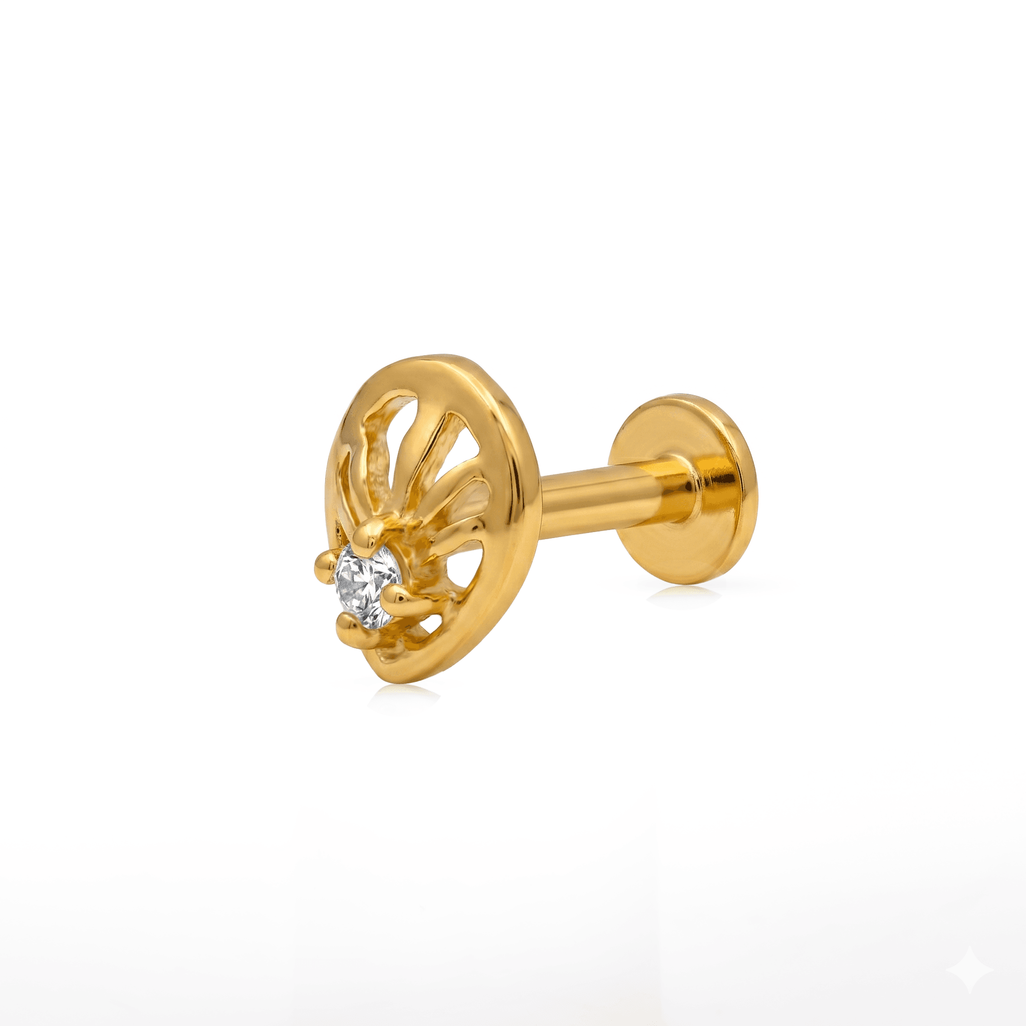 Golden Sunburst Teardrop Nose Stud , 