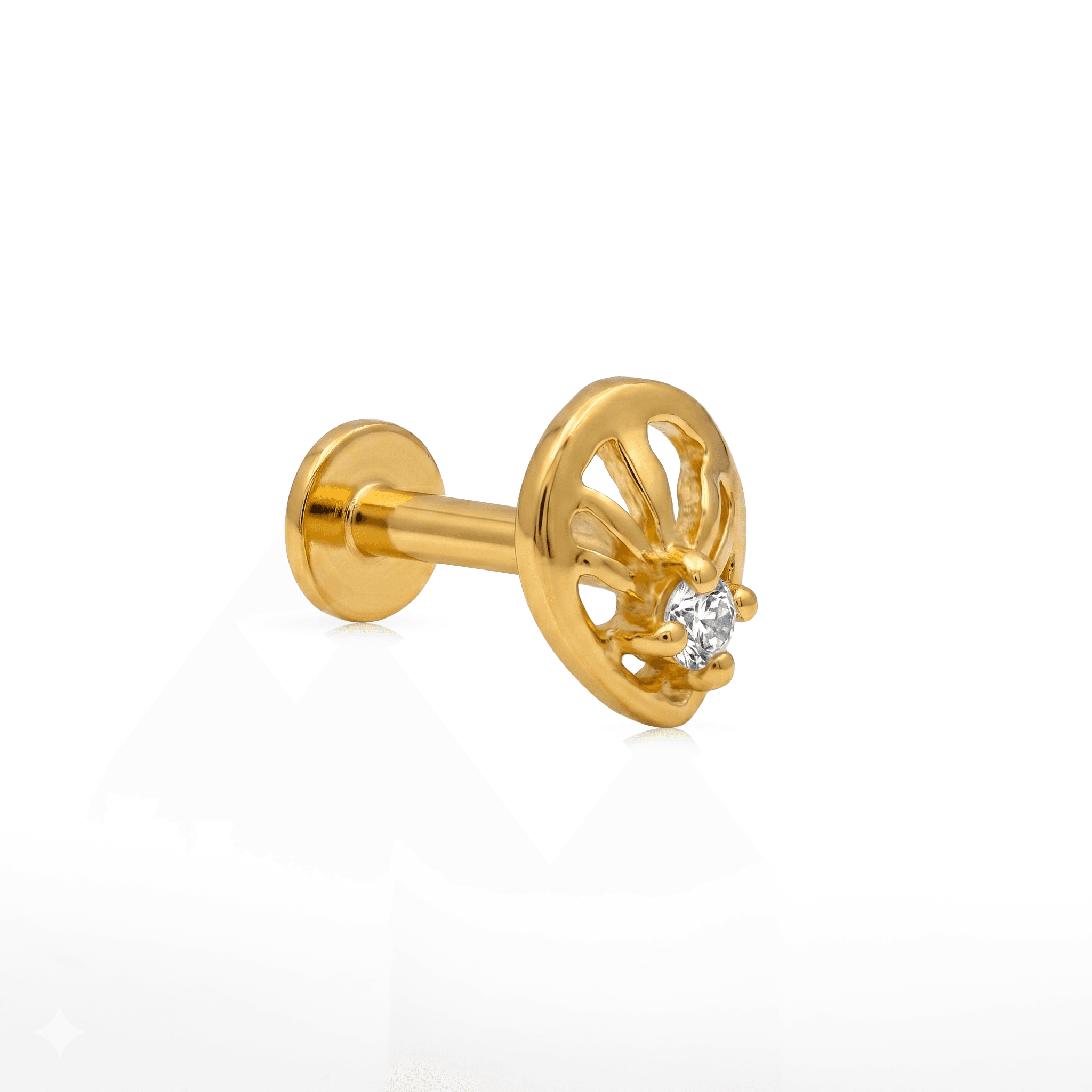 Golden Sunburst Teardrop Nose Stud , 