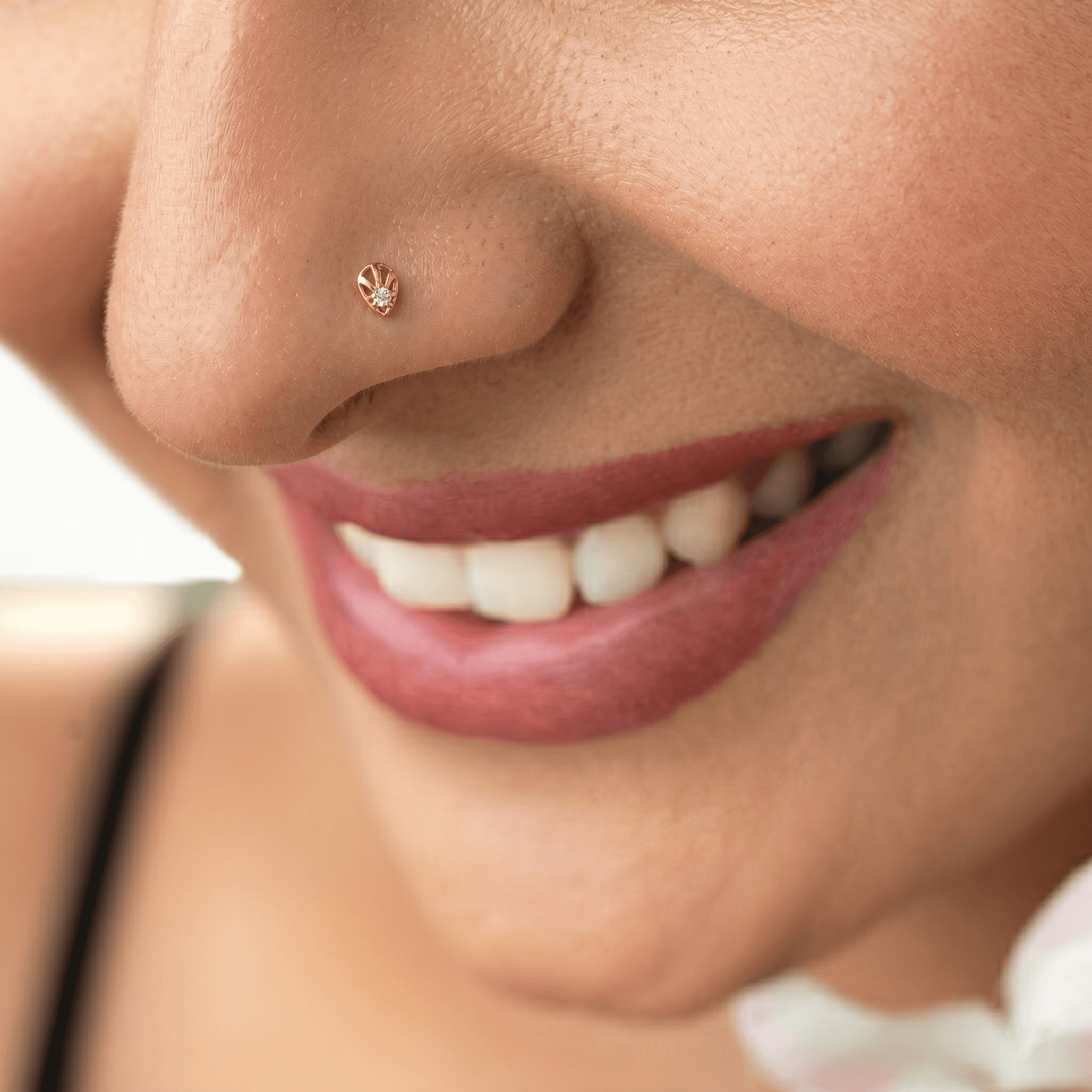 Golden Sunburst Teardrop Nose Stud , 