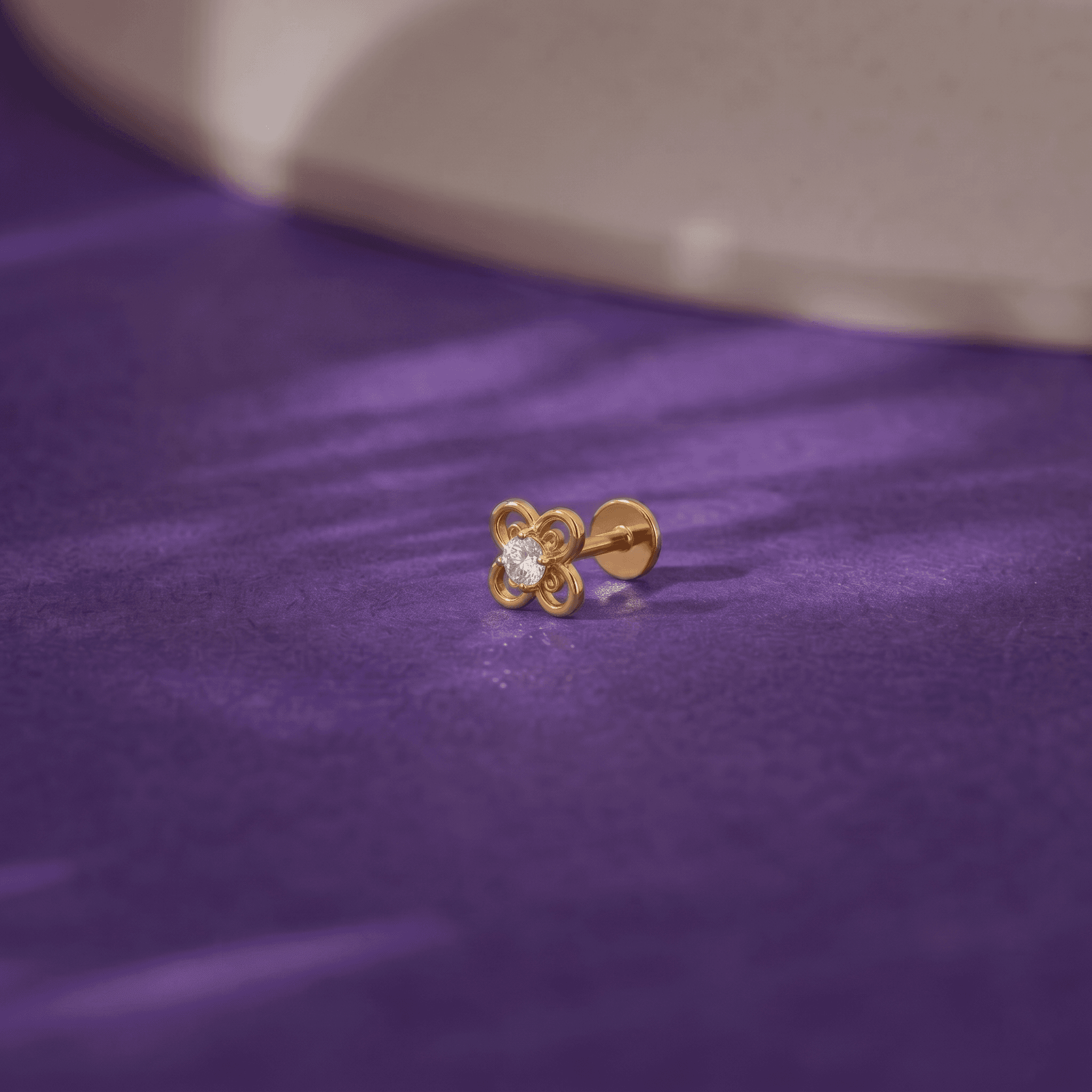 Golden Blossom Flat-Back nose pin , 
