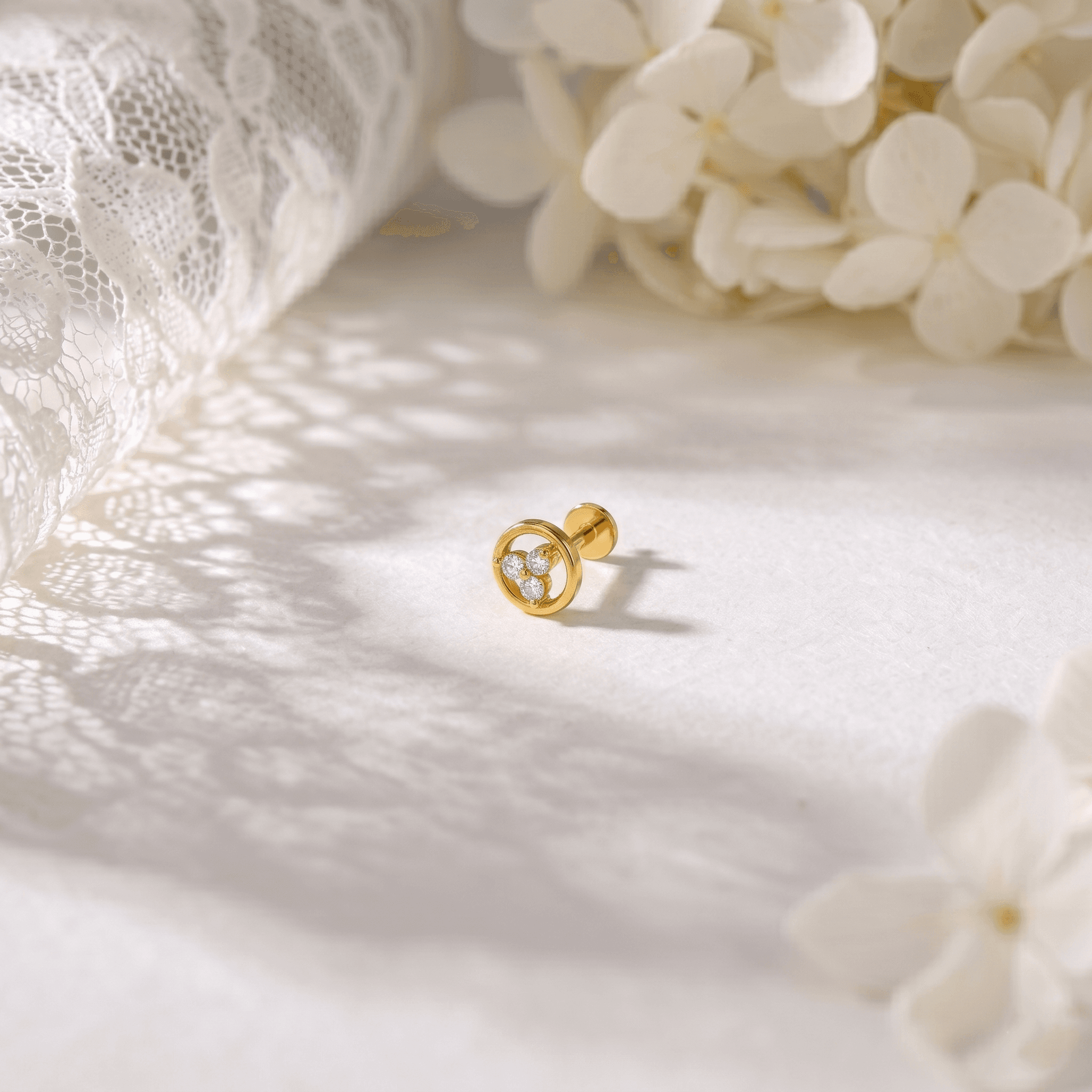 Golden Trio Circle nose pin , 