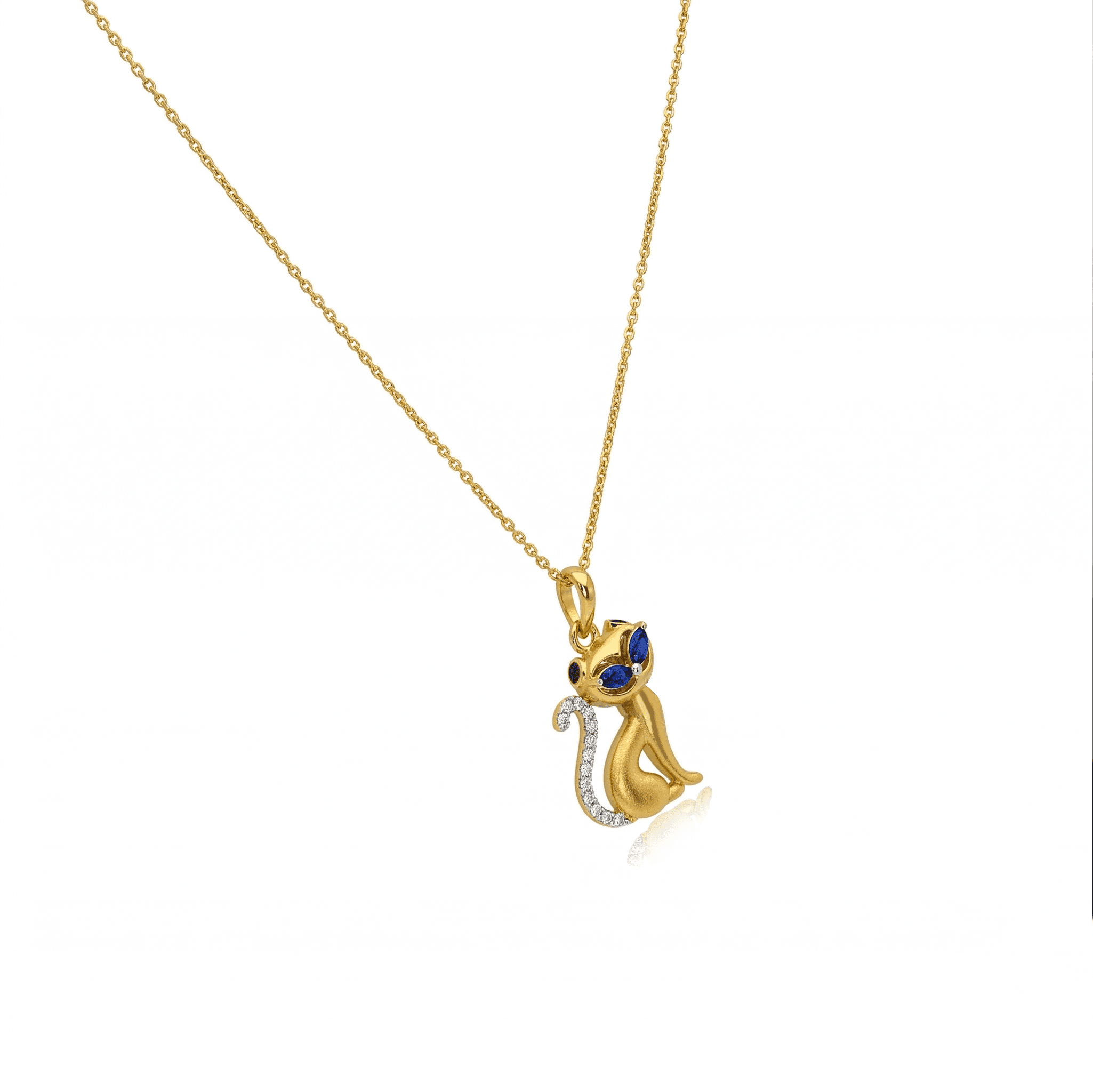 Graceful Sapphire-Eyed Cat Pendant , 