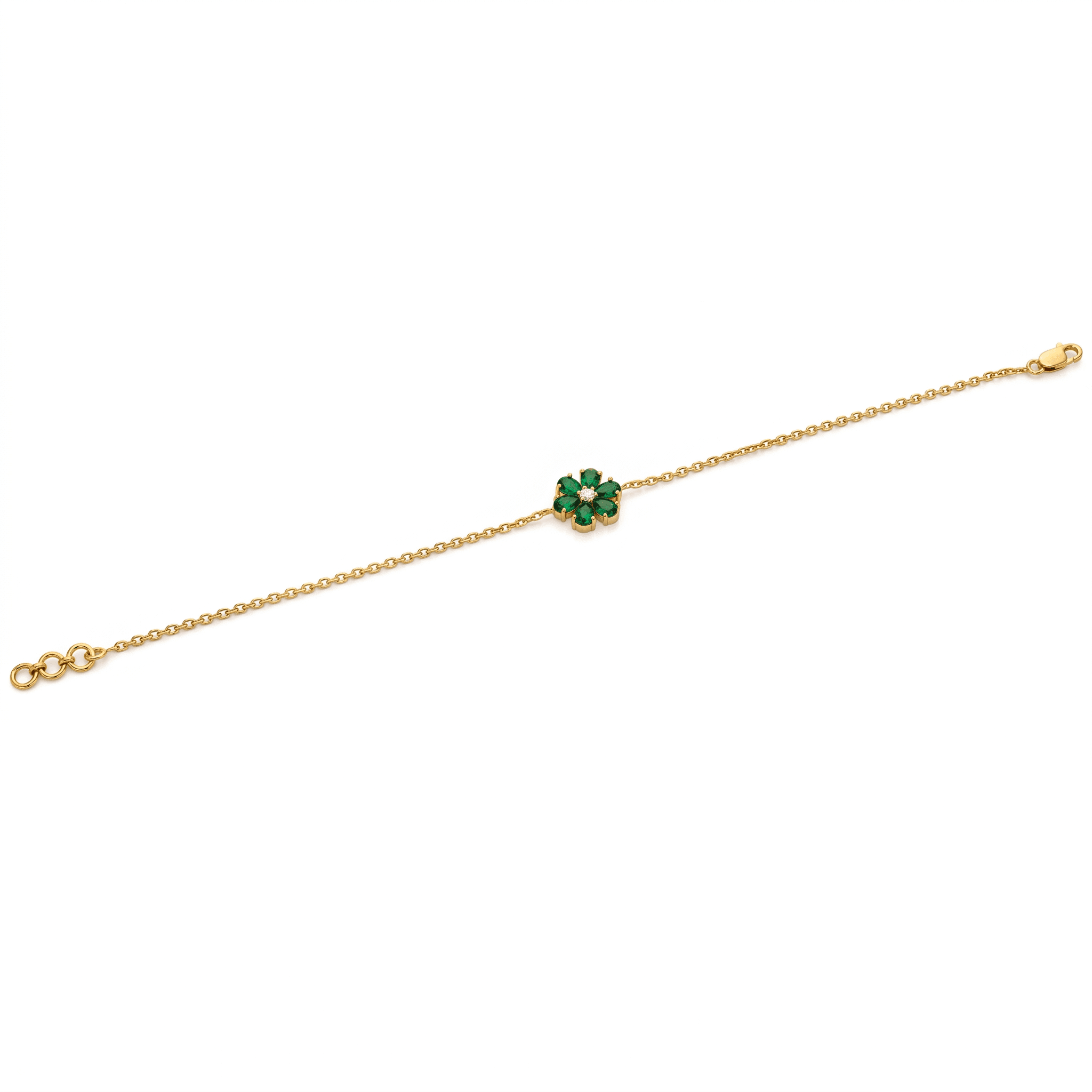 Green Floral Dainty Bracelet , 