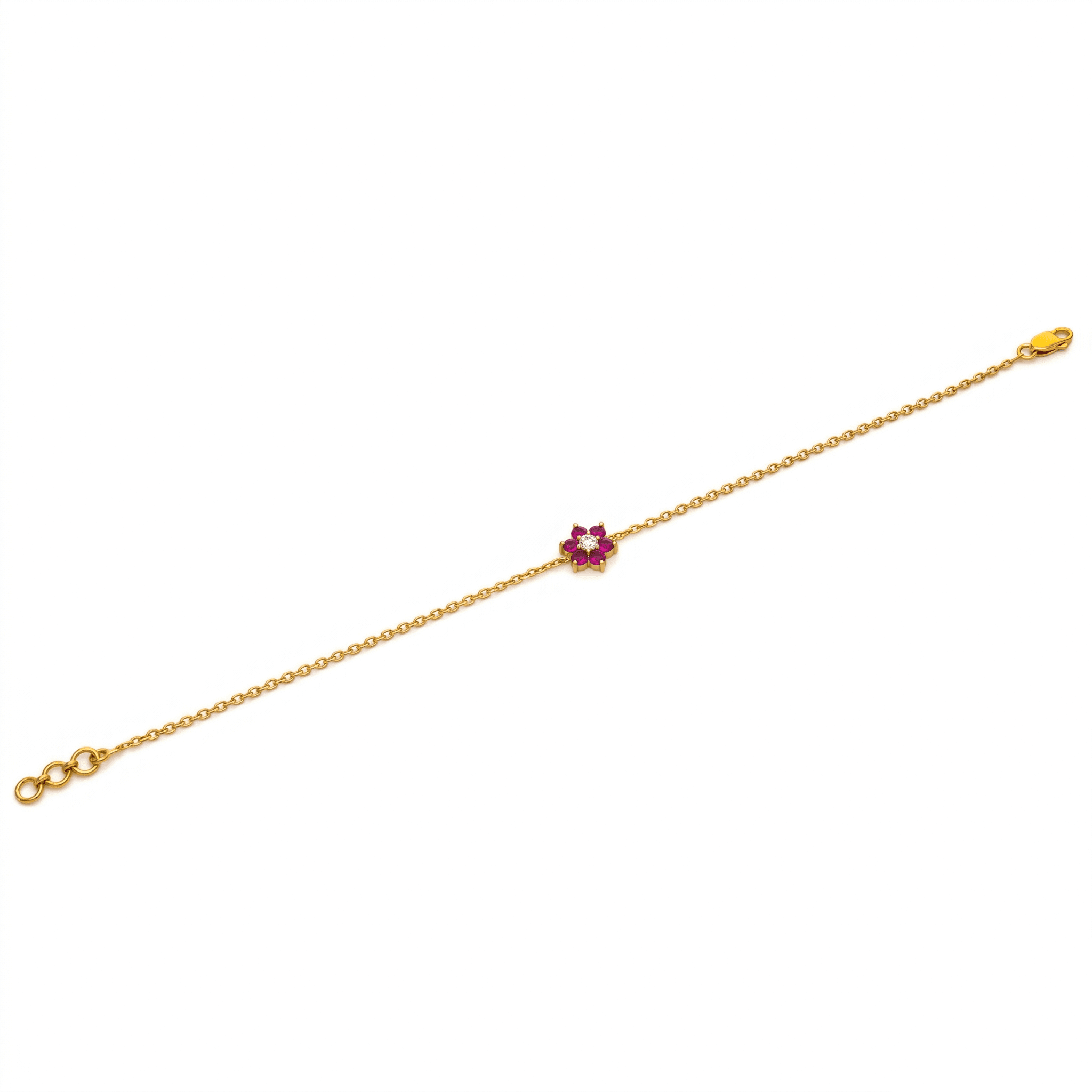 Vermeil Gold Flower Ruby Bracelet , 