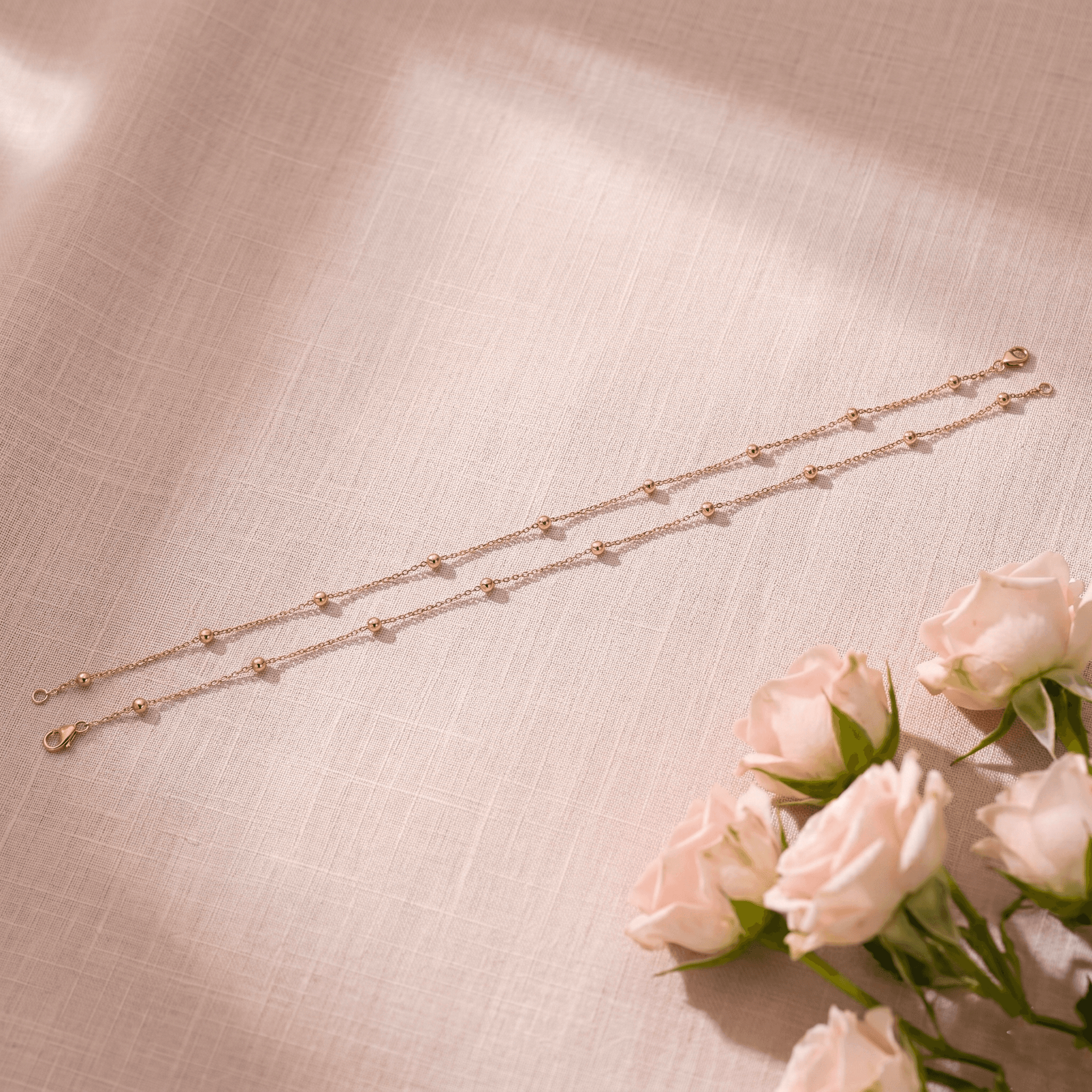 Minimalist Rose Gold Bead Anklet , 