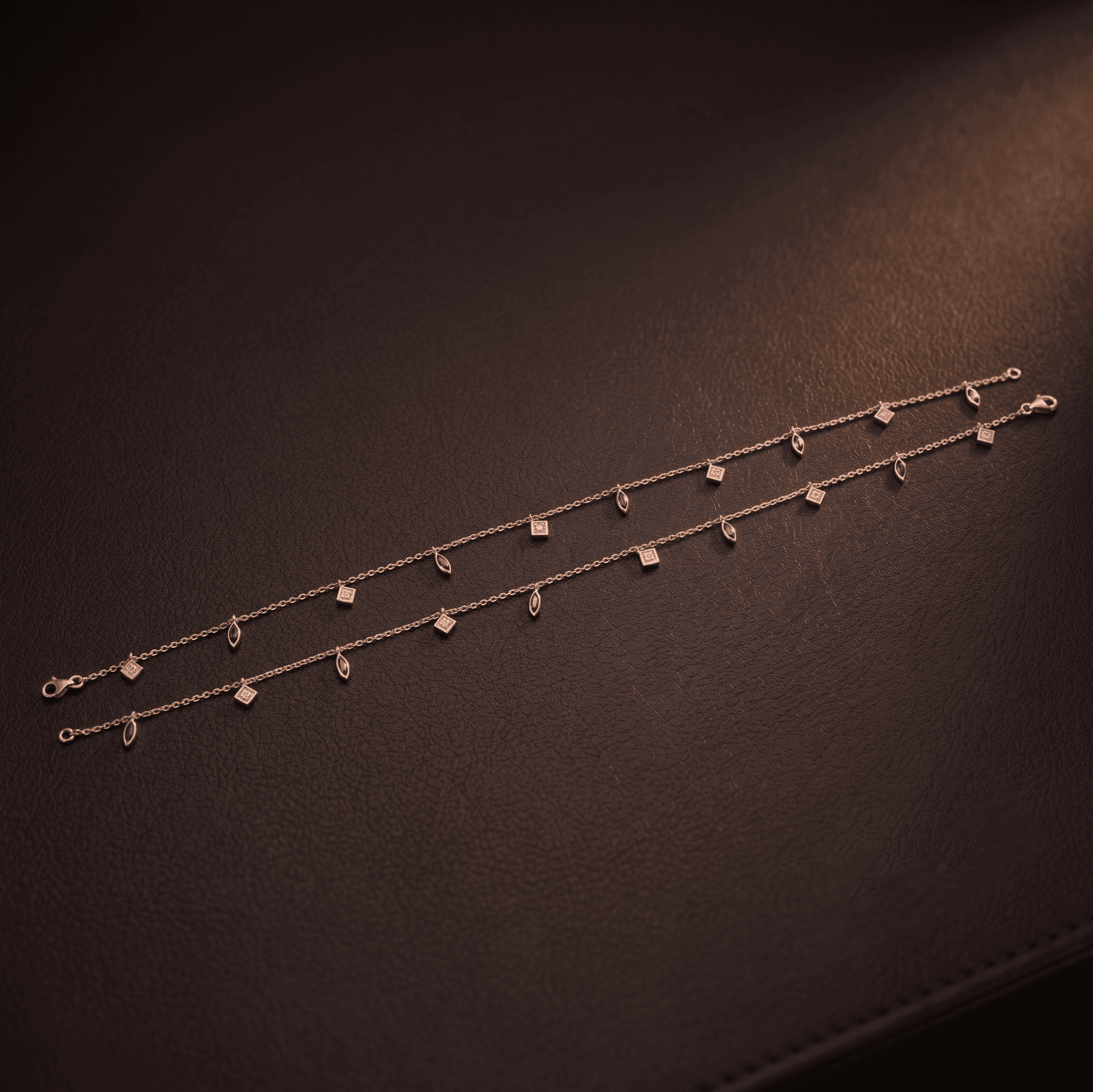 Rose Gold Sapphire-Blue Charm Anklet , 