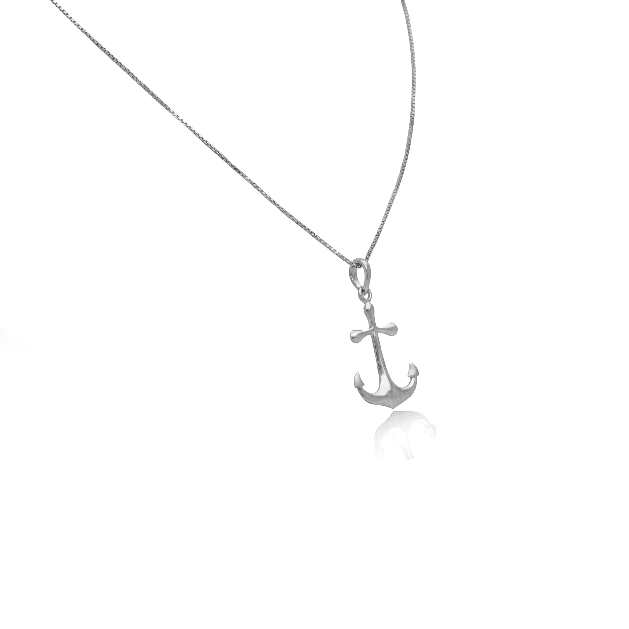 Sterling Silver Anchor Pendant Necklace , 