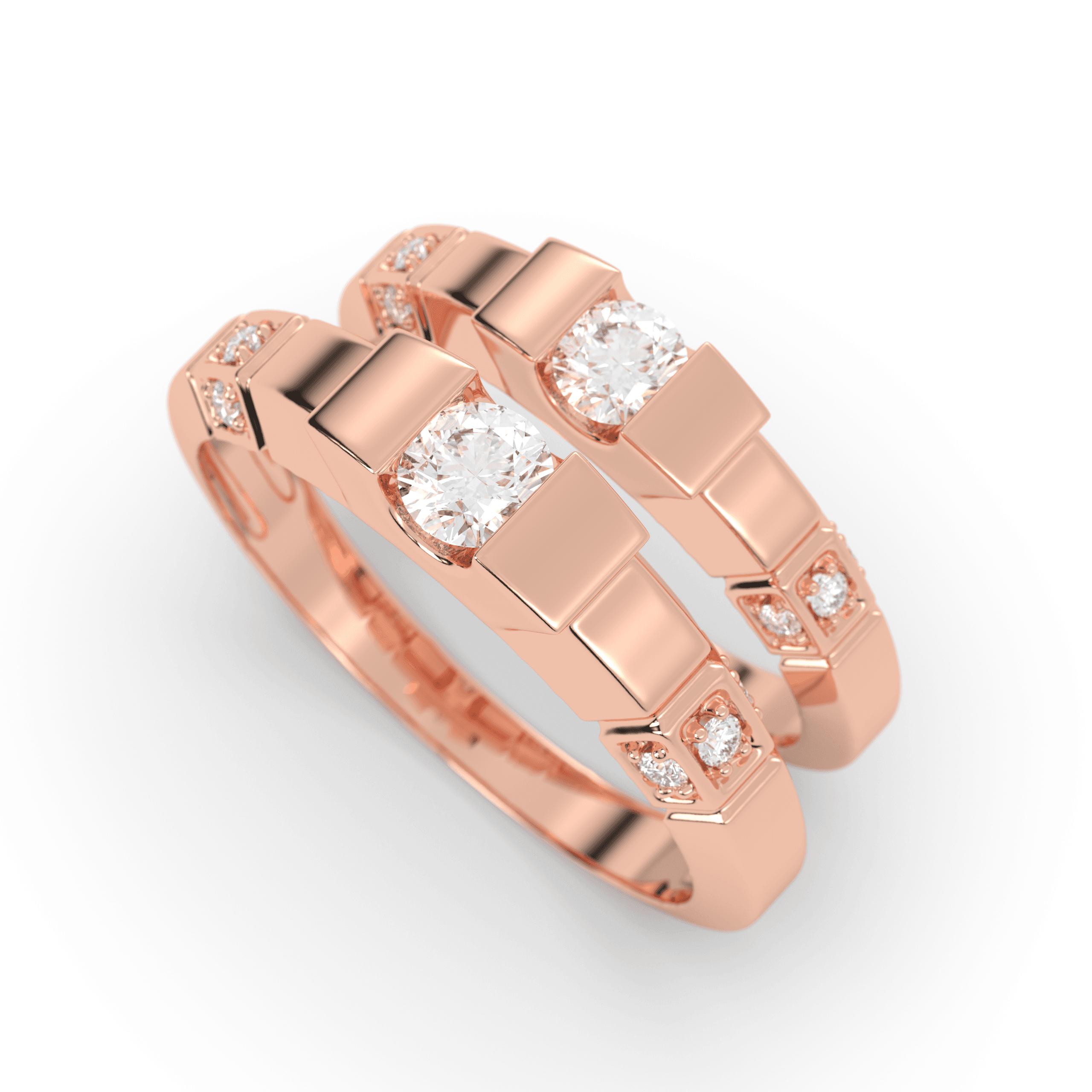 Aria Brick Band Geo Couple Ring , 13