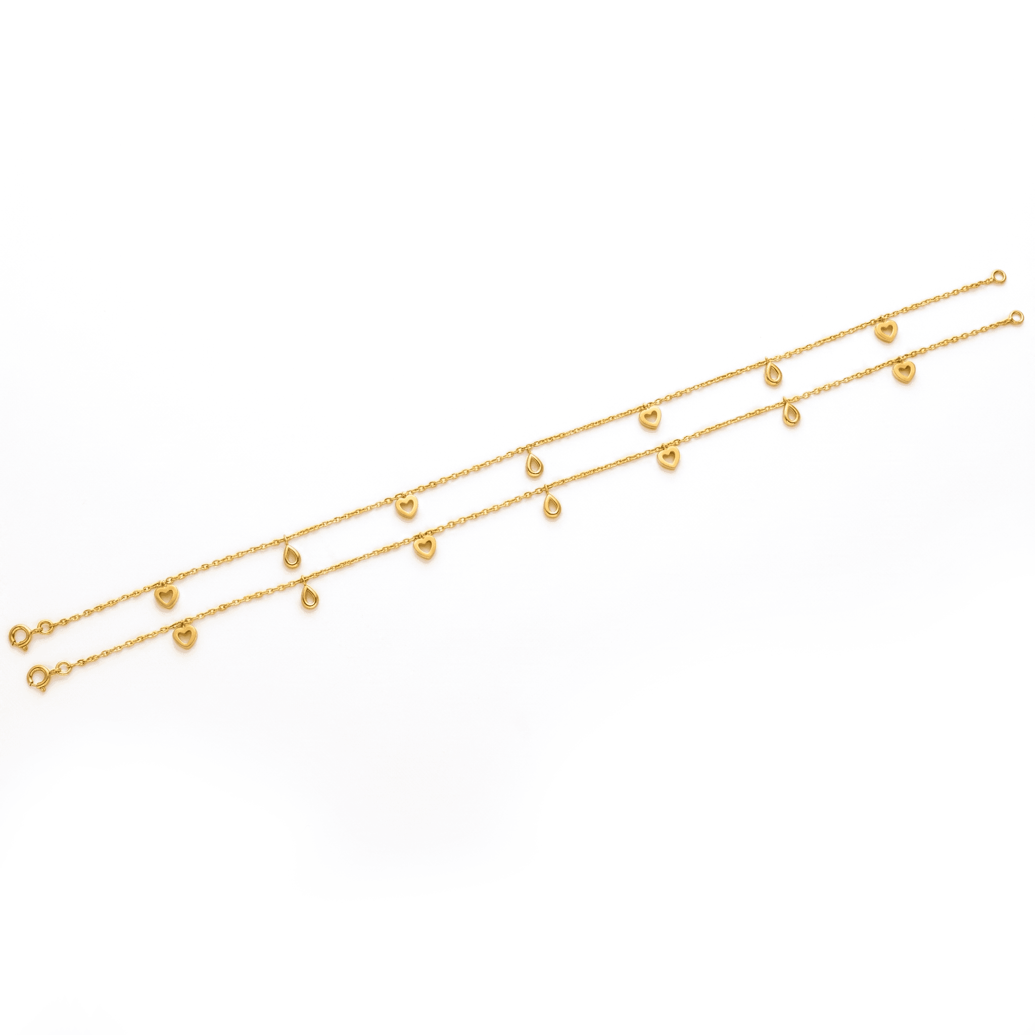 Dainty Heart & Teardrop Charm Anklet. , 